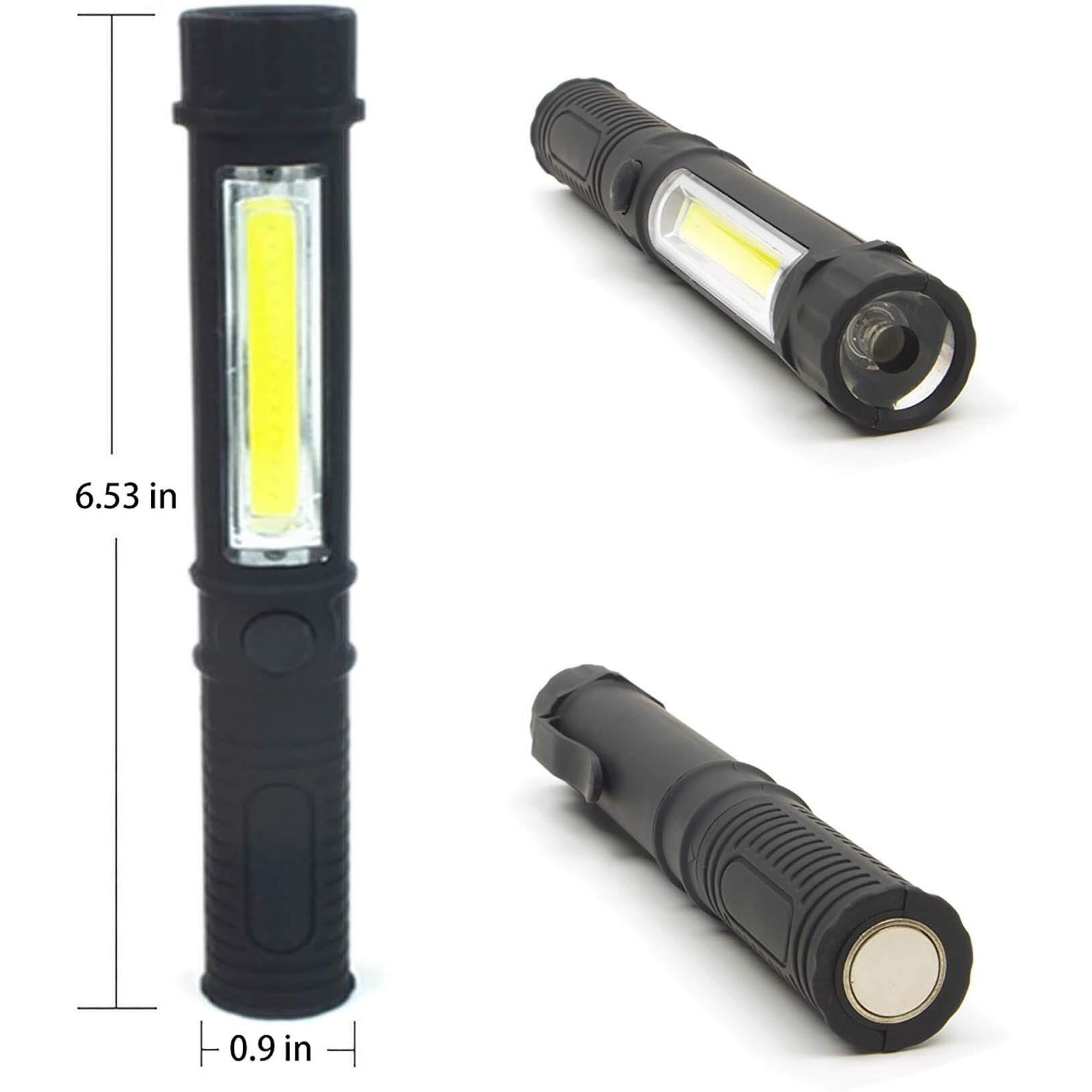 Cob Led Work Flashlight With Magnetic Base And Clip Multi-Function Pocket Pen Light Inspection Work Light, 4 Pcs