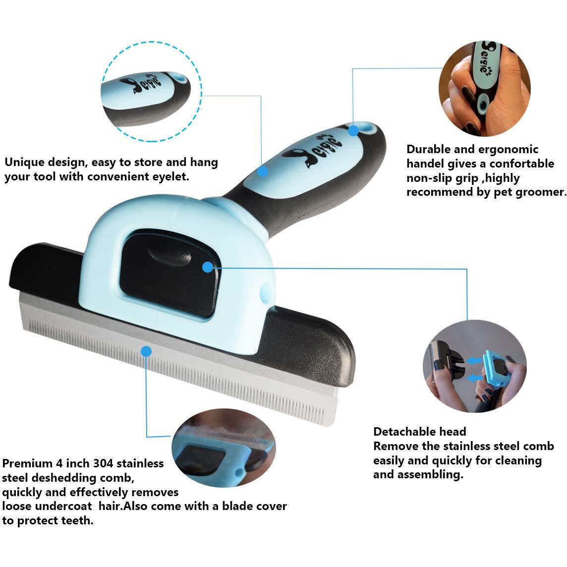 Effective Deshedding Brush And Large Dog Comb - Professional Grooming Tools For Dogs And Cats To Reduce Undercoat Shedding