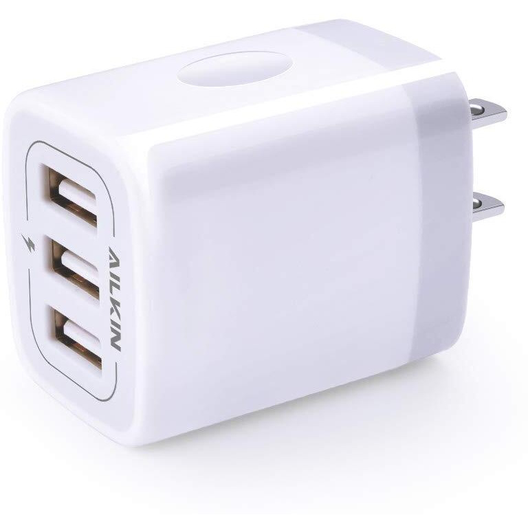 Usbwall Charger Cube Ailkin 3.1A 3-Muti Port Adapter Power Plug Charging Station Box Base For Iphone 14 13 12 Pro Max Mini Se 11 Pro Max/X/8/7/6S, Samsung Phones Usb Charging Block