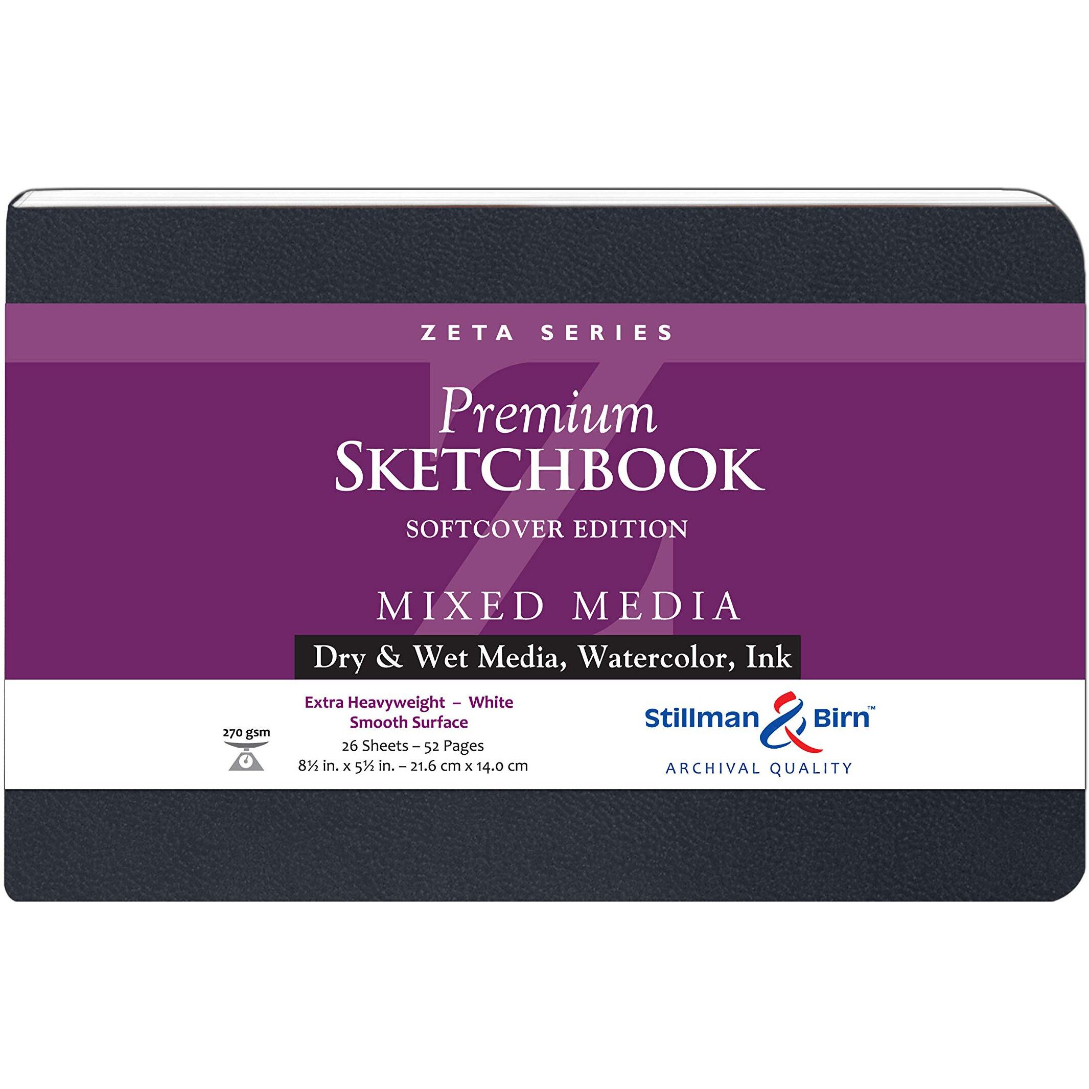 Stillman & Birn Zeta Series Softcover Sketchbook, 8.5"" X 5.5"", 270 Gsm (Extra Heavyweight), White Paper, Smooth Surface