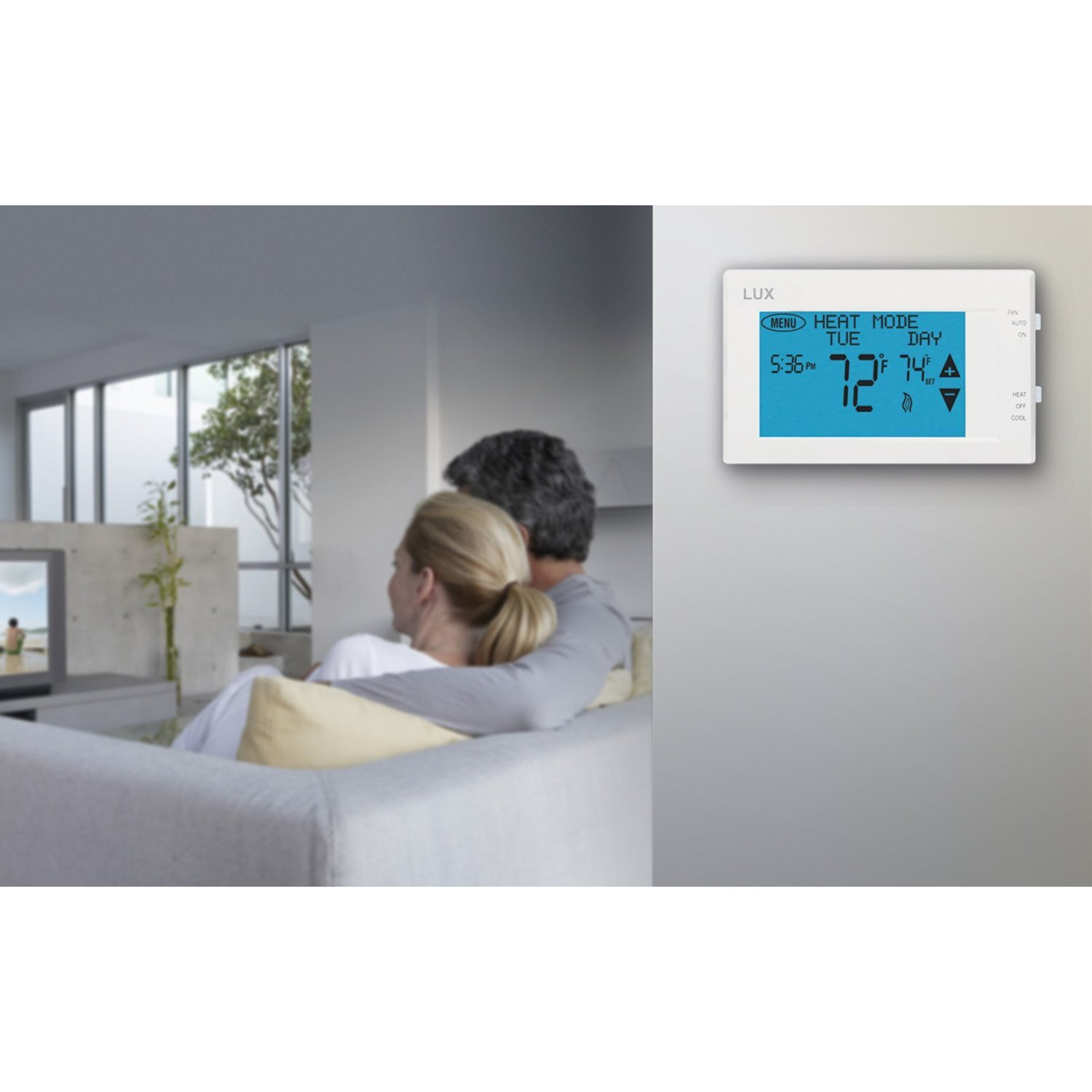 Lux Products Tx9600Ts Programmable Large Touchscreen Heating Cooling Thermostat, White