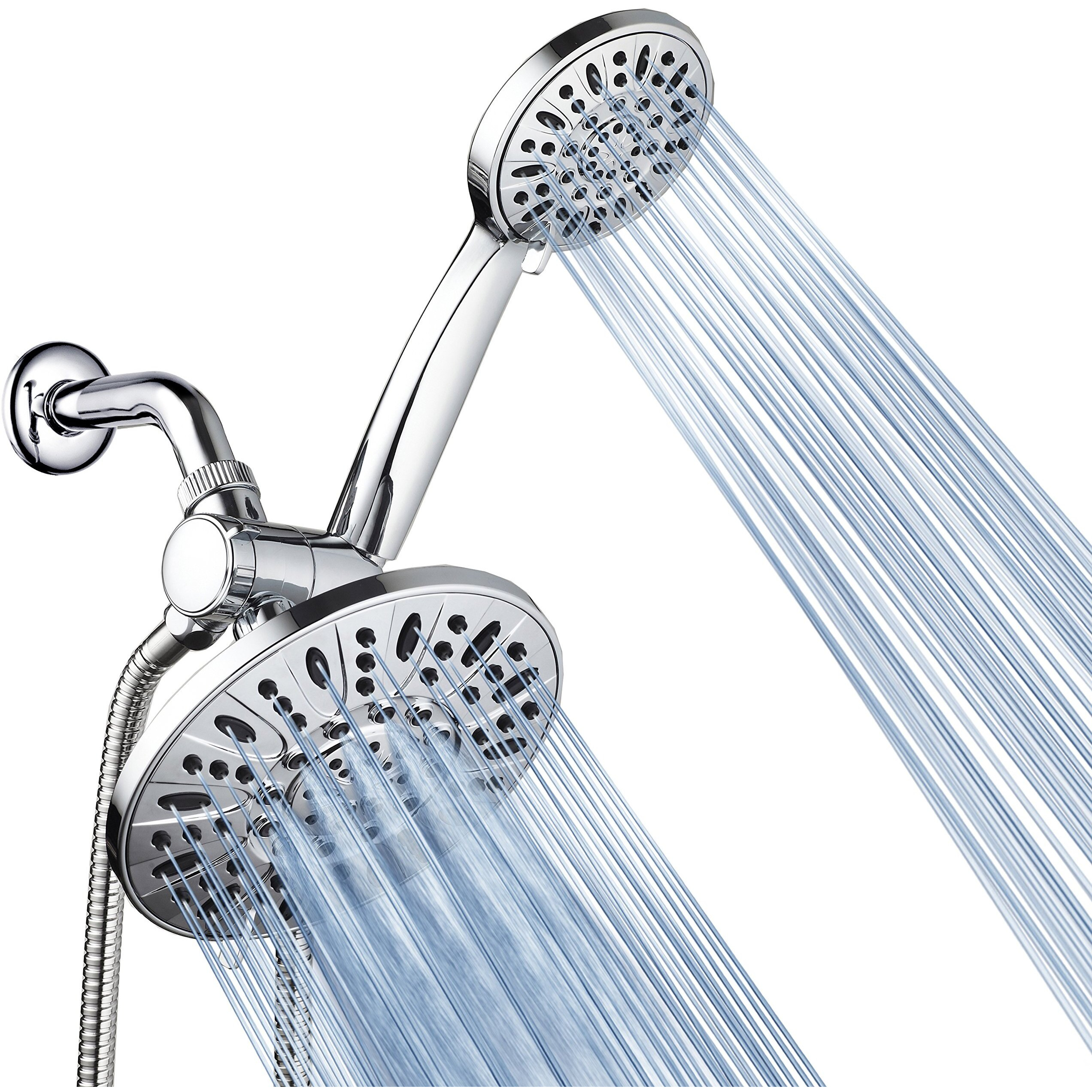 Aquadance 7"" Premium High Pressure 3-Way Rainfall Combo For The Best Of Both Worlds - Enjoy Luxurious Rain Showerhead And 6-Setting Hand Held Shower Separately Or Together - Chrome Finish - 3328