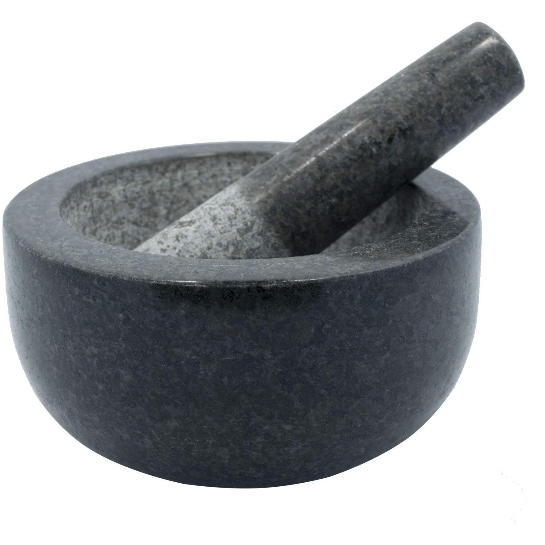 Kota Japan Large Black Granite Mortar & Pestle Natural Stone Grinder For Spices, Seasonings, Pastes, Pestos And Guacamole