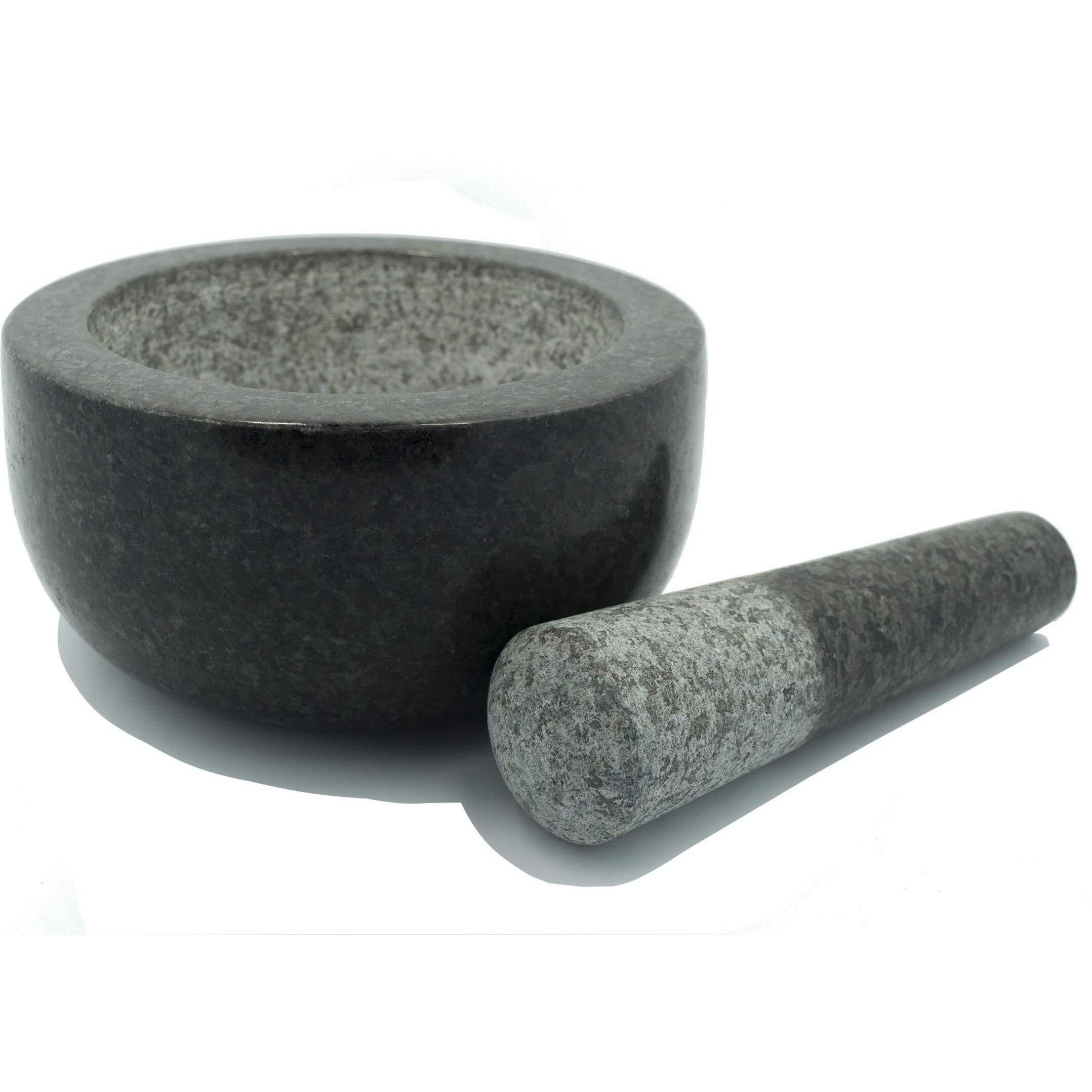 Kota Japan Large Black Granite Mortar & Pestle Natural Stone Grinder For Spices, Seasonings, Pastes, Pestos And Guacamole