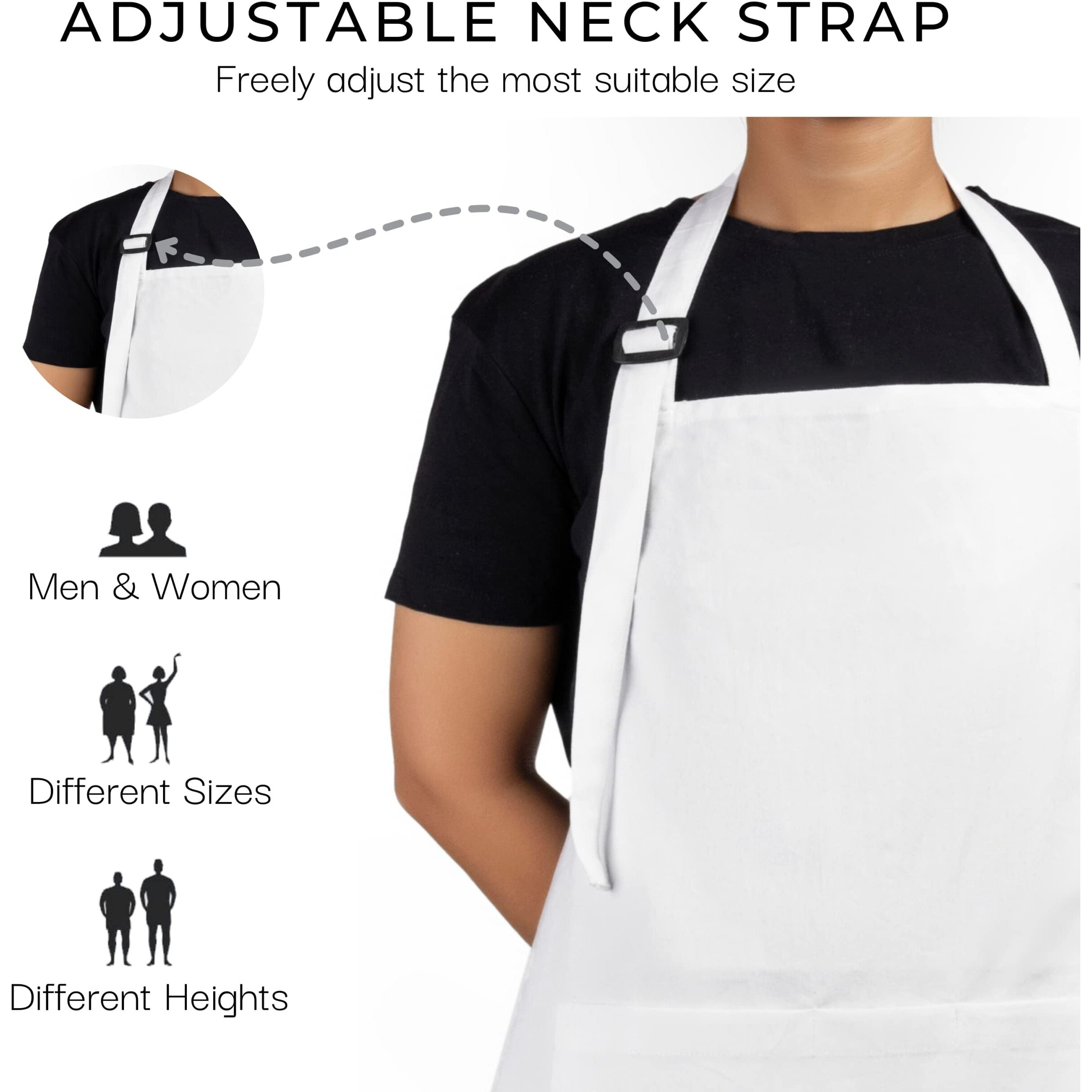 Rajrang 100% Cotton White Apron With 3 Pockets Chef Restaurant Kitchen Bbq Backing Cooking Painting And Crafting Aprons Pack Of 5