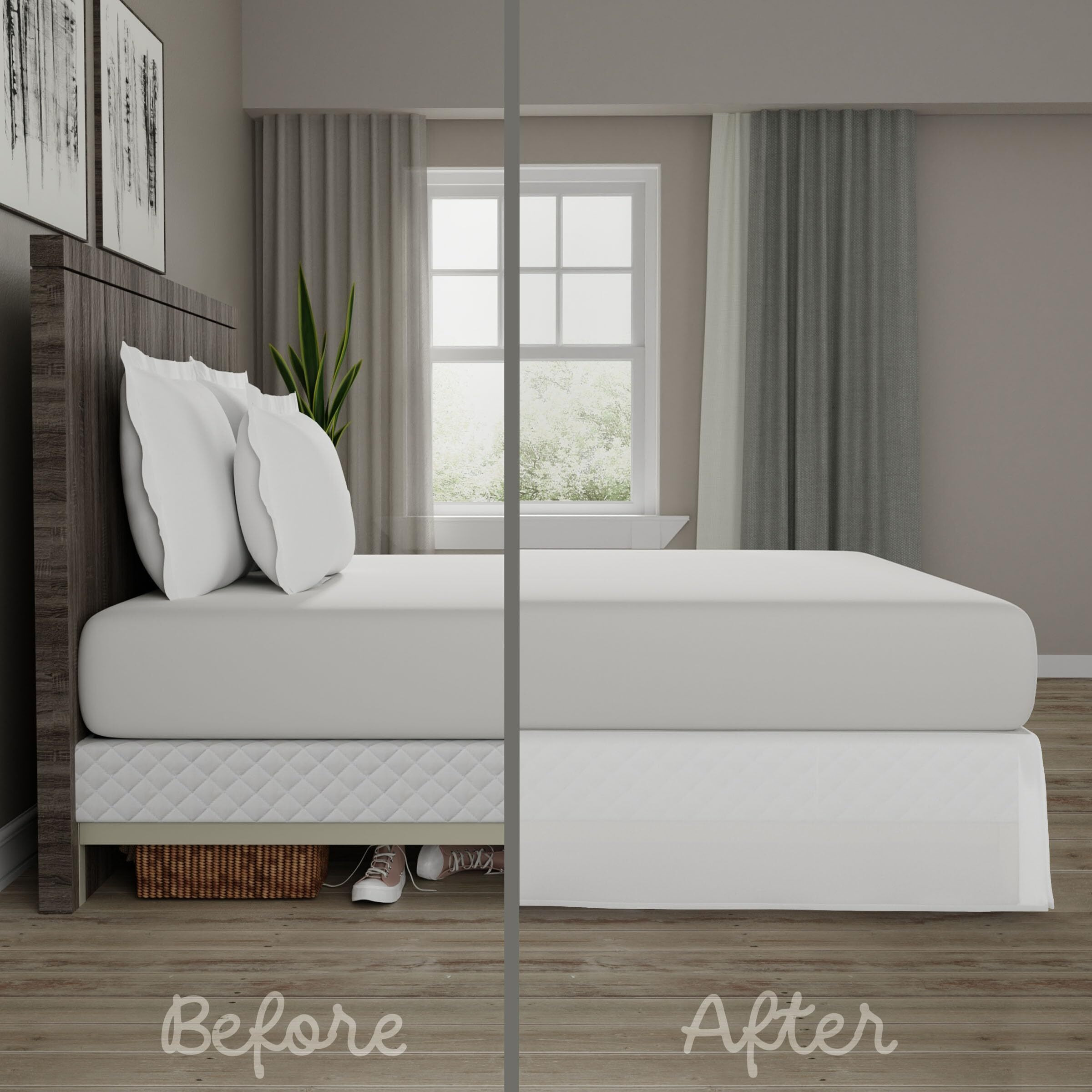 Today's Home Classic Tailored, Microfiber, 14"" Drop Length Bed Skirt Dust Ruffle, Full, White Toh25014Whit02