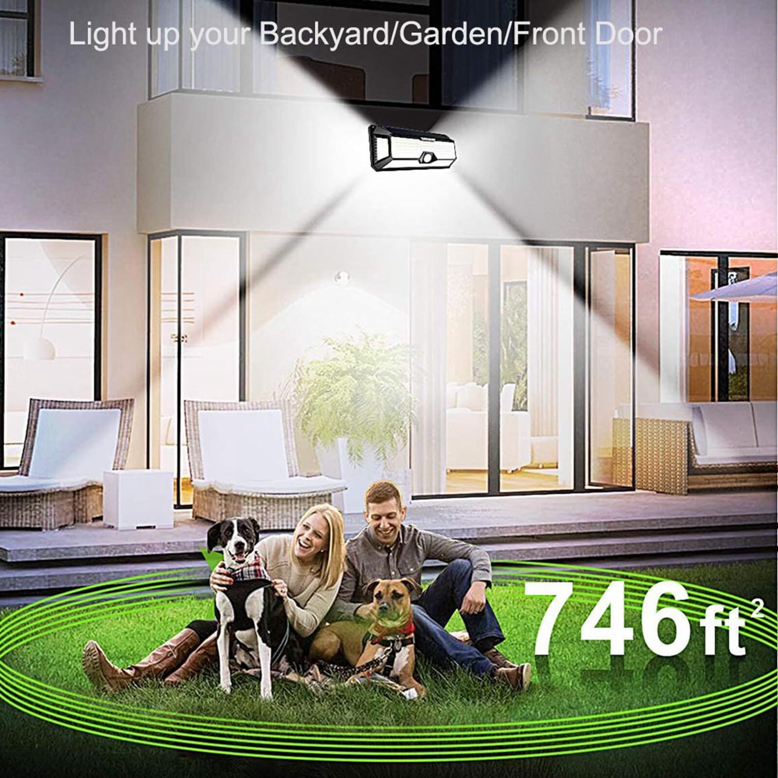 Leclstar Solar Outdoor Lights - 4000Lm 268 Led Security Lights With 4 Wide Angle, Motion Sensor Lights For Outside, Ip65 Waterproof Solar Powered Wireless Flood Wall Lights With 3 Modes