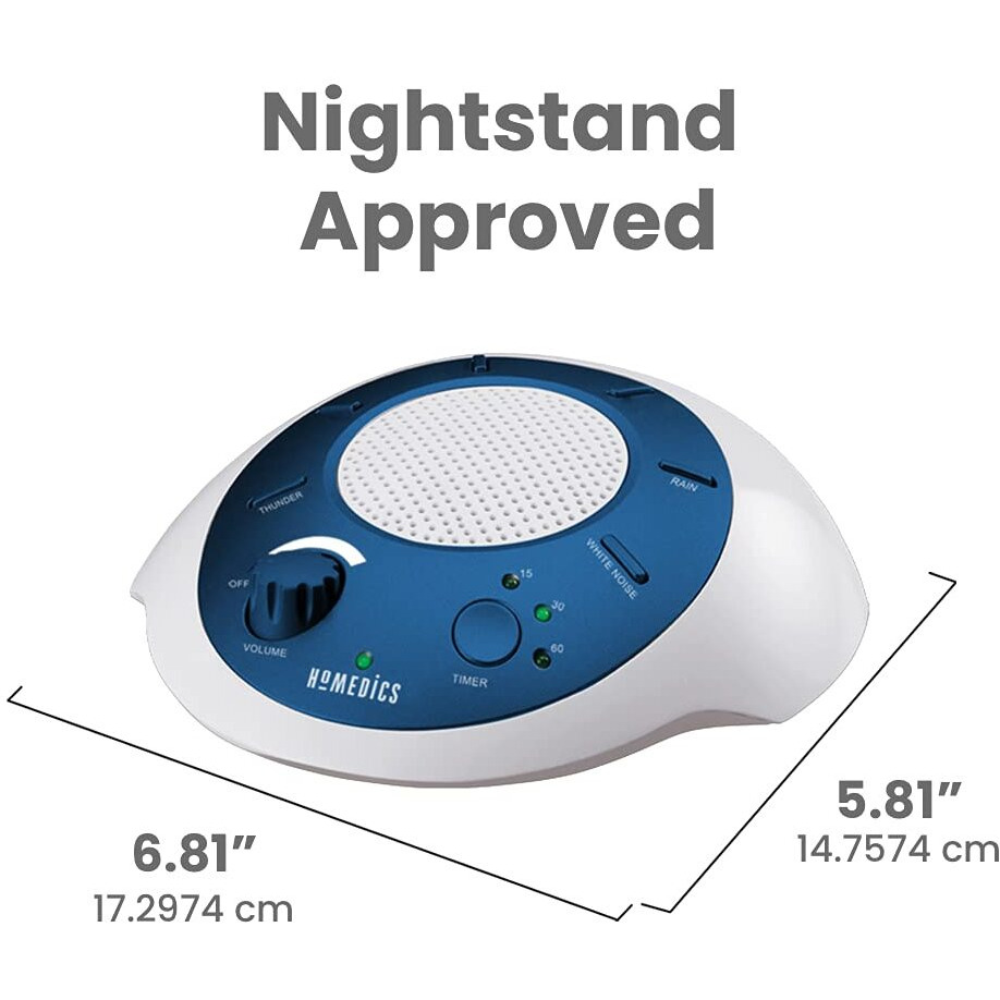 Homedics Soundsleep White Noise Sound Machine, Blue, Small Travel Sound Machine With 6 Relaxing Nature Sounds, Portable Sound Therapy For Home, Office, Nursery, Auto-Off Timer, By Homedics