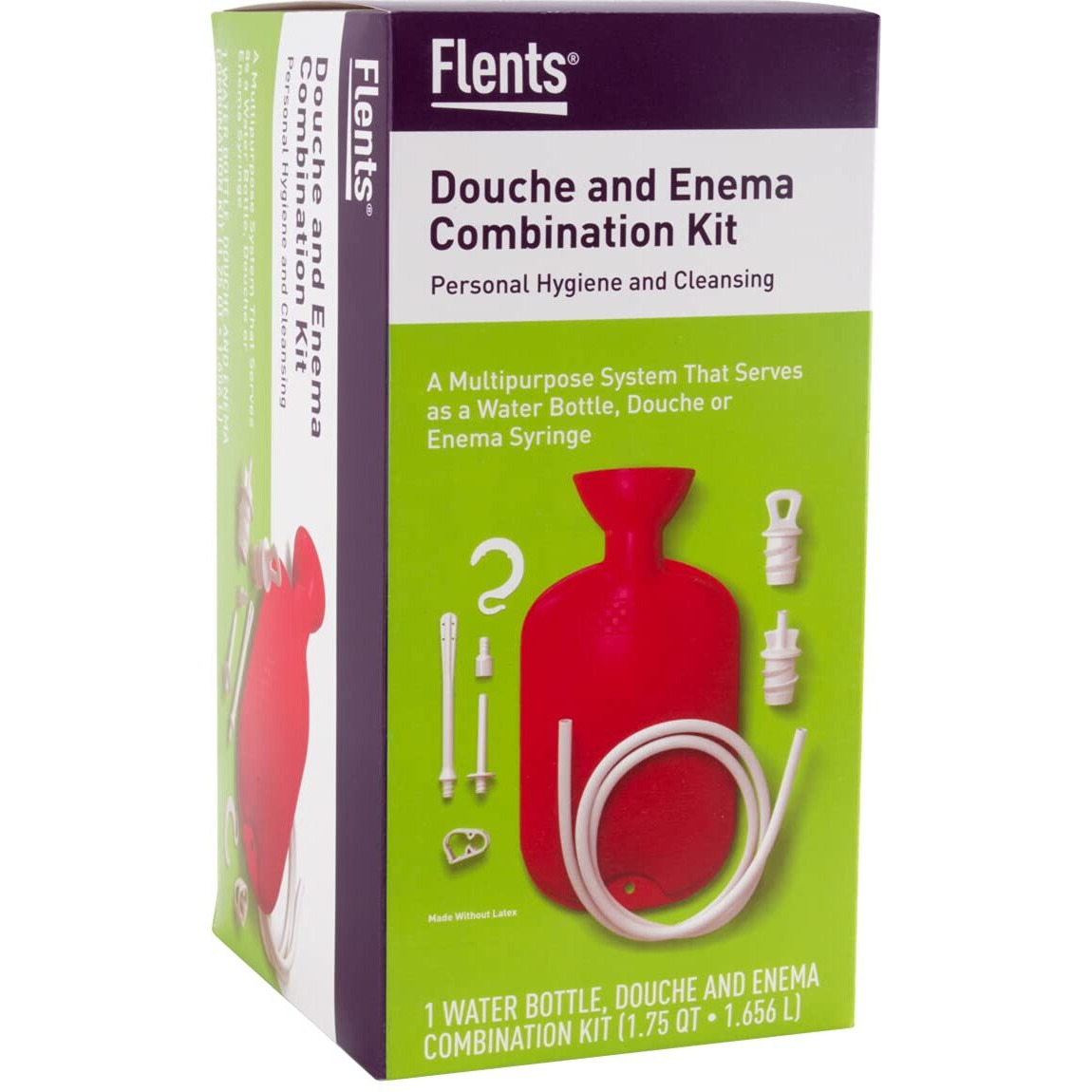 Flents Douche And Enema Combination Kit For Men And Women, Large Capacity, Multipurpose Cleaning System, Made With Comfortable Material, Red (1.66 L)
