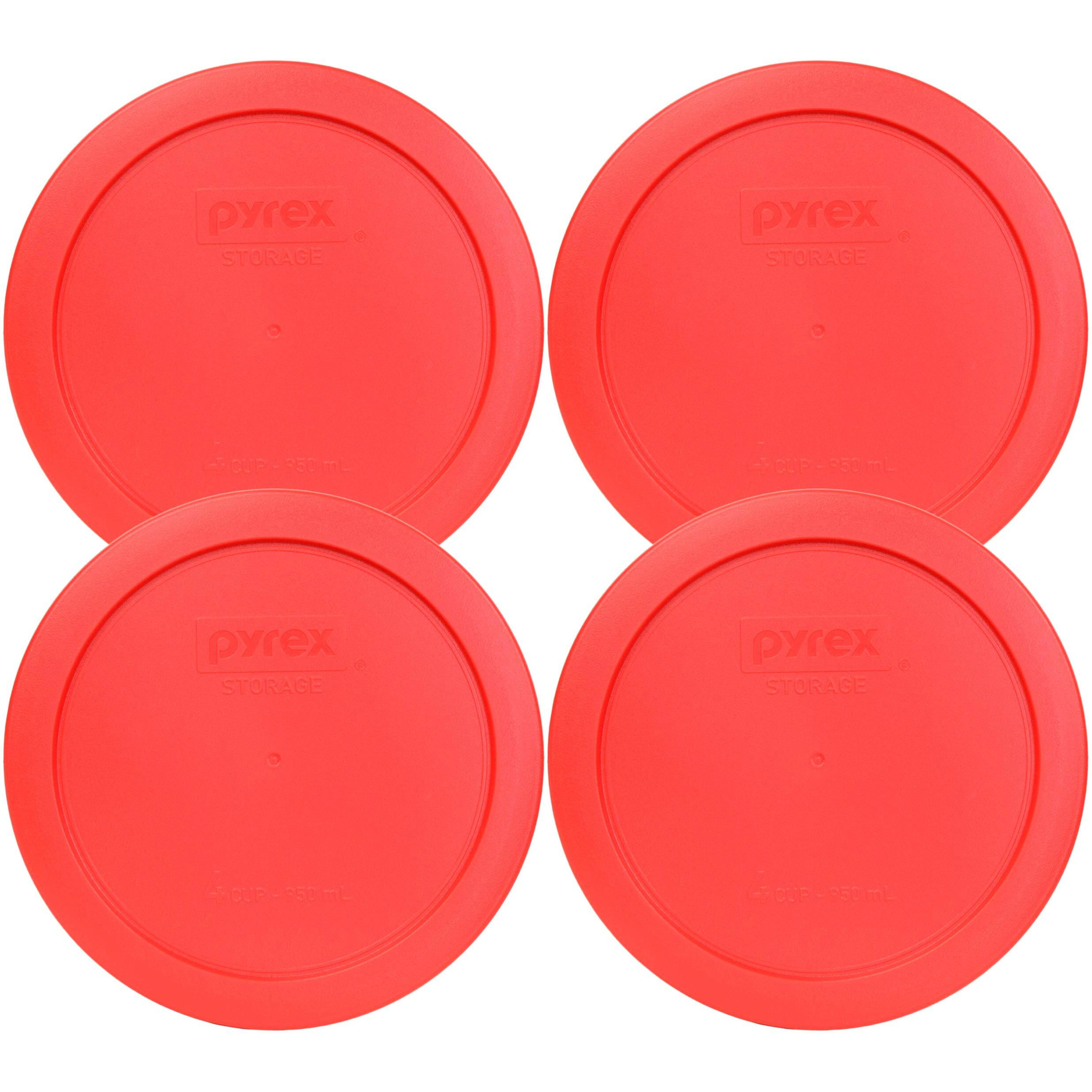 Pyrex 7201-Pc Round Red 6.5"" 4 Cup Lid For Glass Bowl 4 Pack