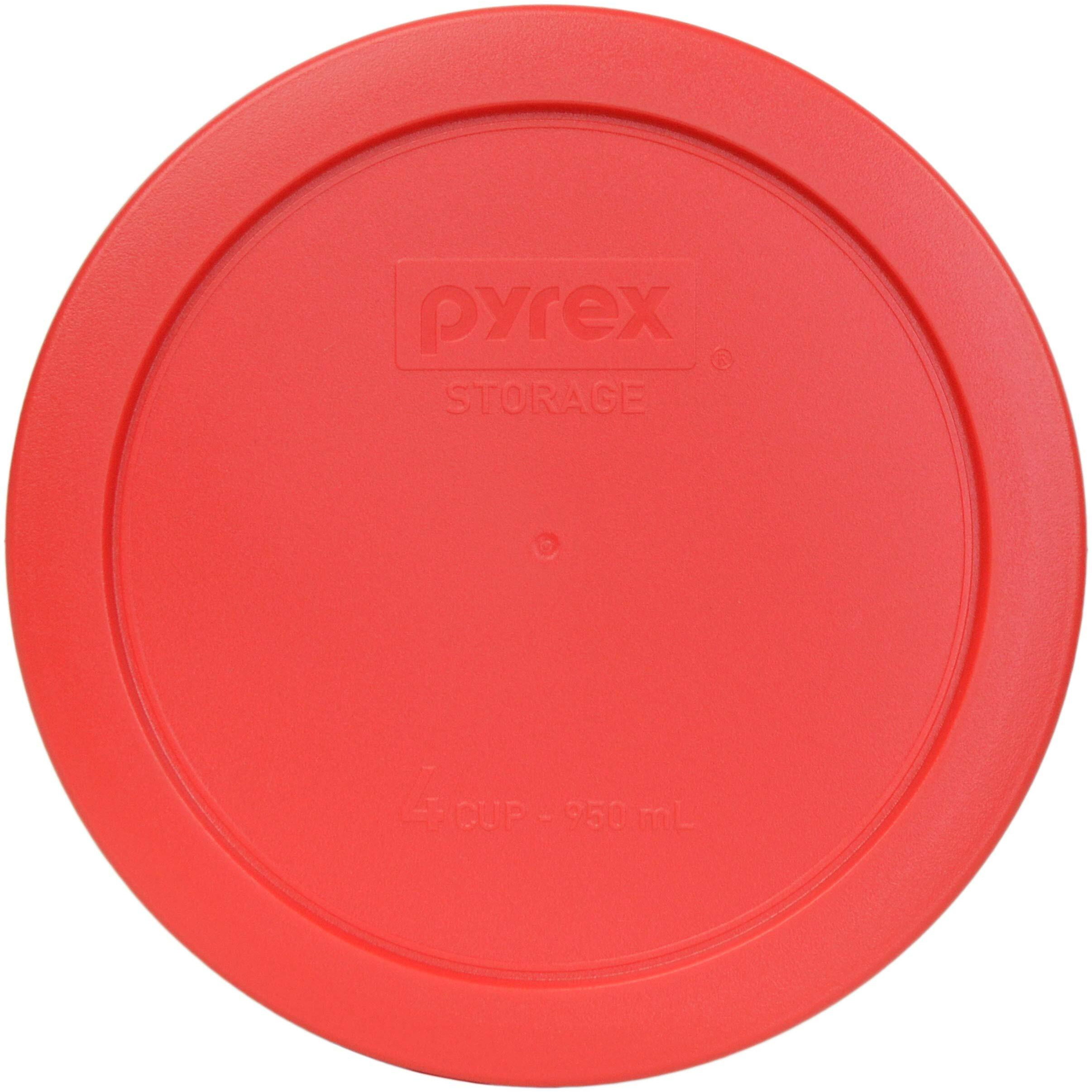 Pyrex 7201-Pc Round Red 6.5"" 4 Cup Lid For Glass Bowl 4 Pack
