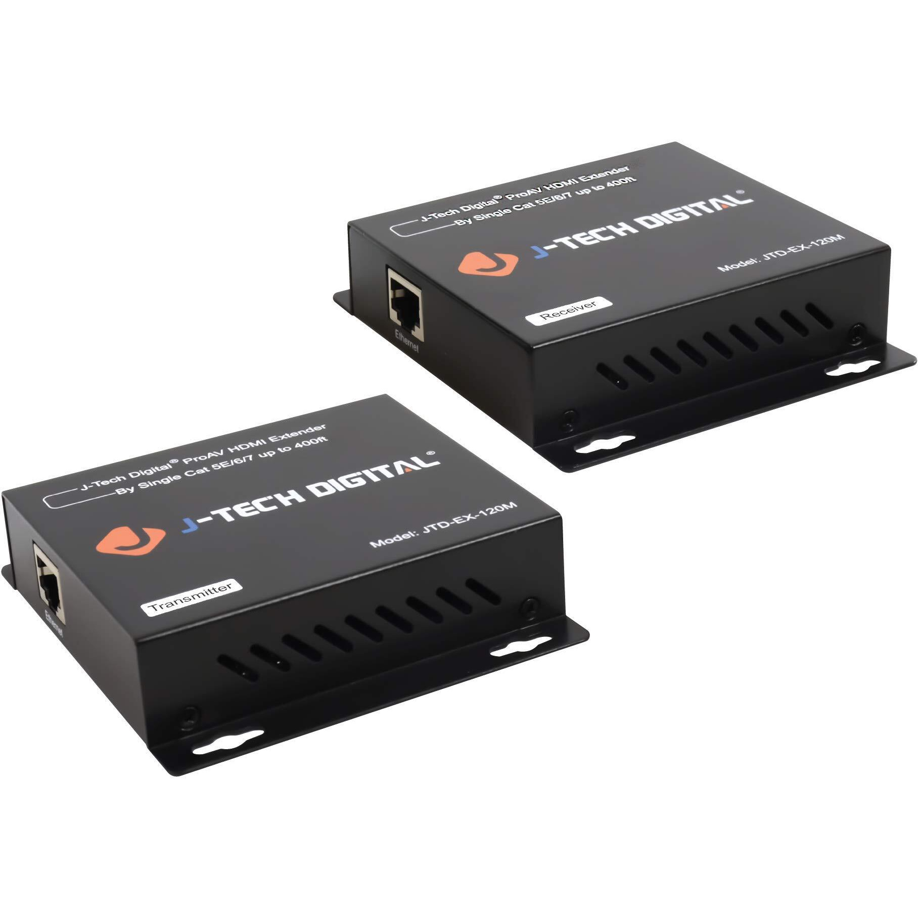 J-Tech Digital Hdmi Extender Over Single Cat5E/6/7 Hdmi Over Ethernet 1080P With Ir Extension - Up To 400Ft [Tx + Rx]