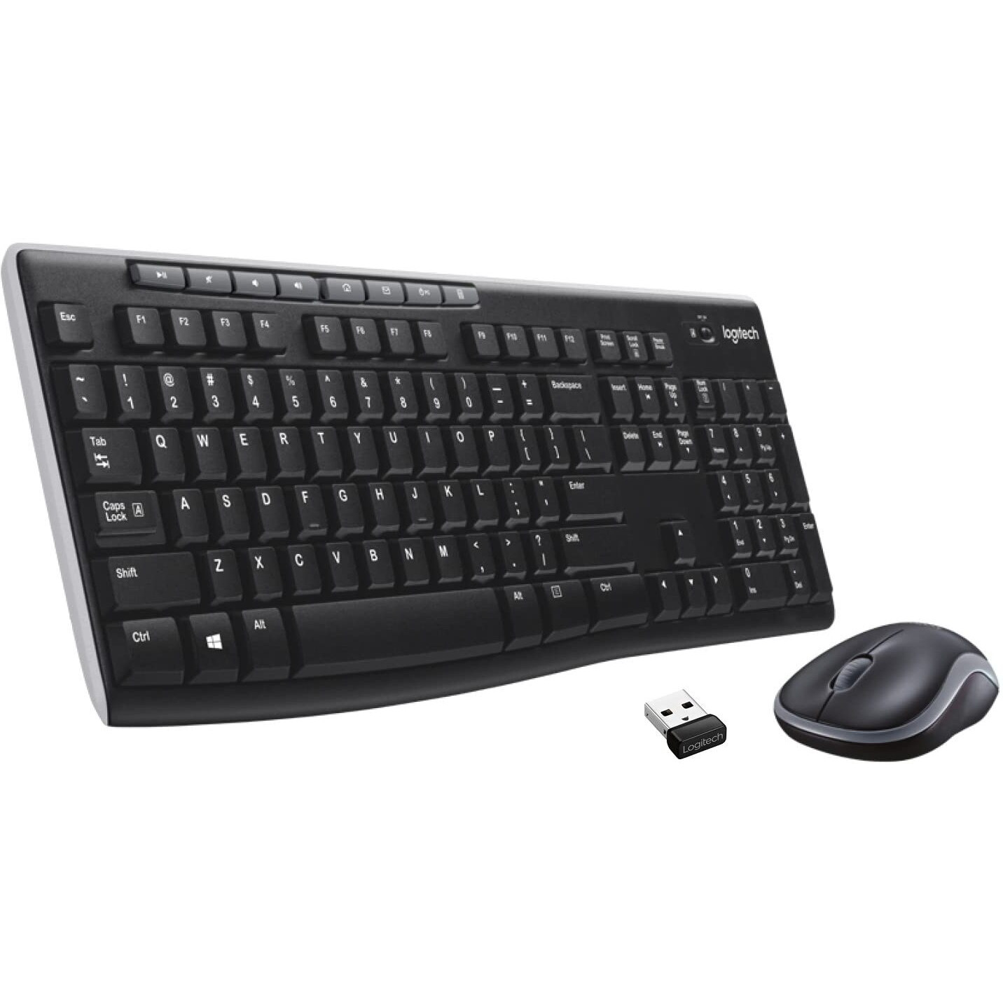 Logitech Mk270 Wireless Keyboard And Mouse Combo For Windows, 2.4 Ghz Wireless, Compact Mouse, 8 Multimedia And Shortcut Keys, For Pc, Laptop - Black