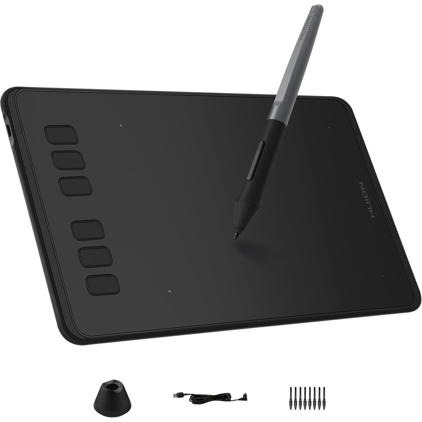 Huion Inspiroy H640P Drawing Tablet, 6X4 Inch Art Tablet With Battery-Free Stylus, 8192 Pen Pressure, 6 Hot Keys, Graphics Tablet For Drawing, Writing, Design, Teaching, Work With Mac, Pc & Mobile