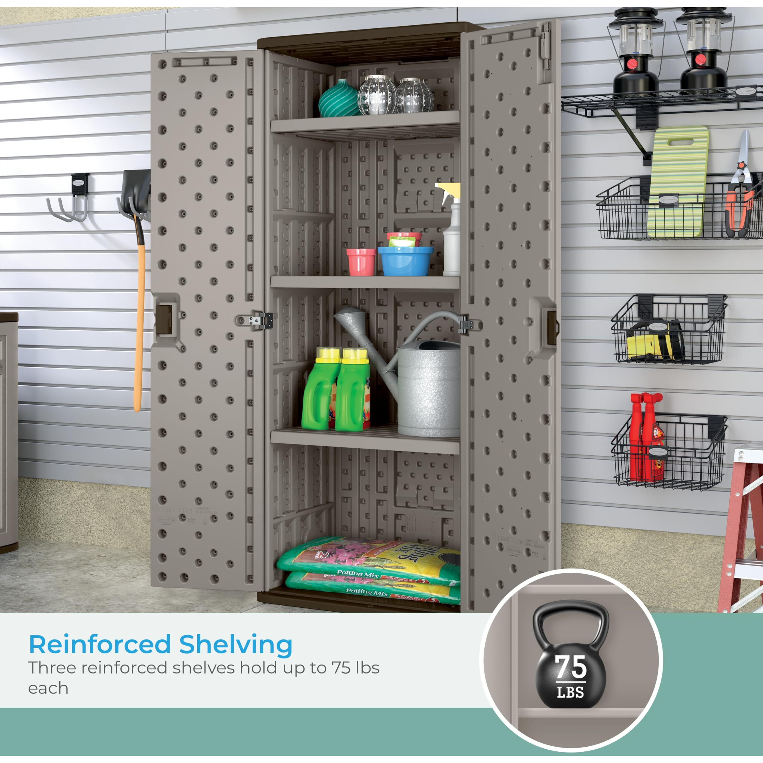 Suncast Bmc7200 Storage Cabinet, Platinum