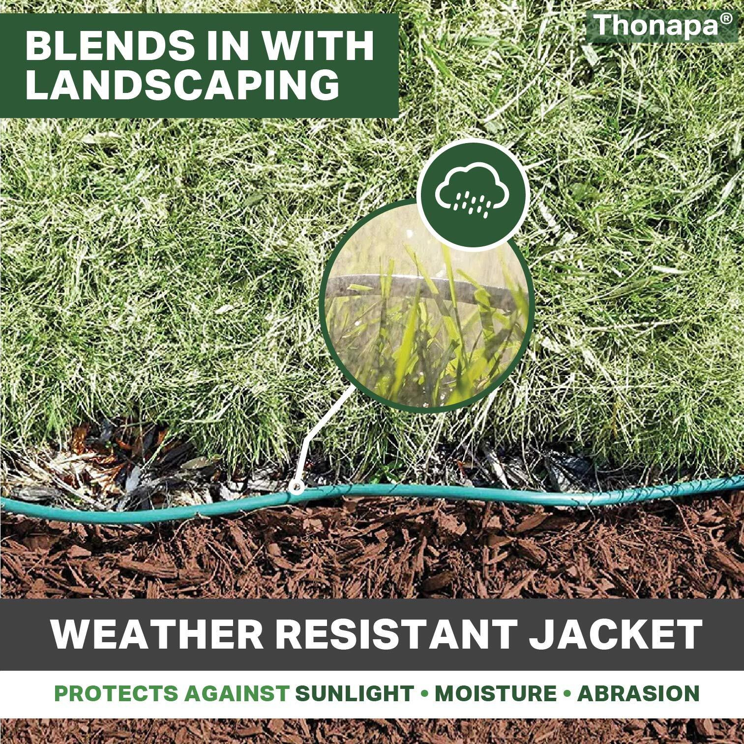 Thonapa 13 Amp Outdoor Extension Cord 25 Ft, 16/3 Sjtw 25Ft Green Extension Cord 3 Prong, Weatherproof Exterior Extension Cord For Outdoor Lights, Landscaping & Lawn - Us Veteran Owned
