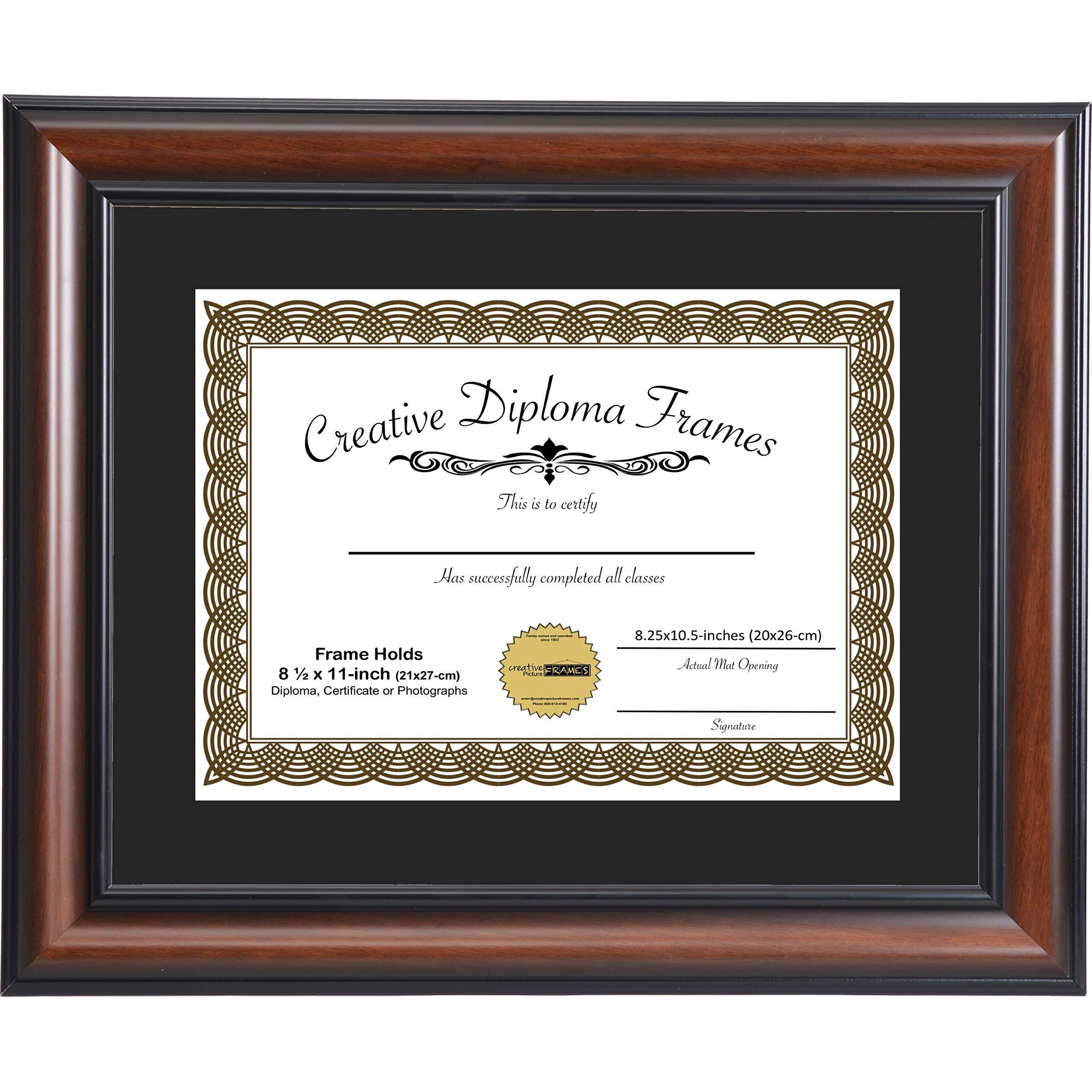 Creative Picture Frames 8.5X11 Diploma Frame This 11X14-Inch Eco-Walnut Includes Black Matting Holds 8.5X11-Inch Media, With Installed Hangers For Either Orientation