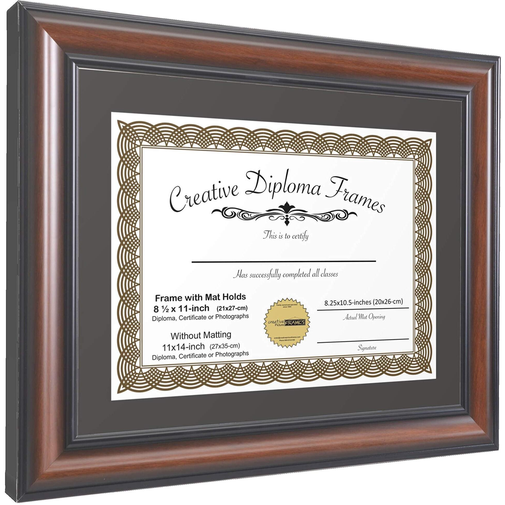 Creative Picture Frames 8.5X11 Diploma Frame This 11X14-Inch Eco-Walnut Includes Black Matting Holds 8.5X11-Inch Media, With Installed Hangers For Either Orientation