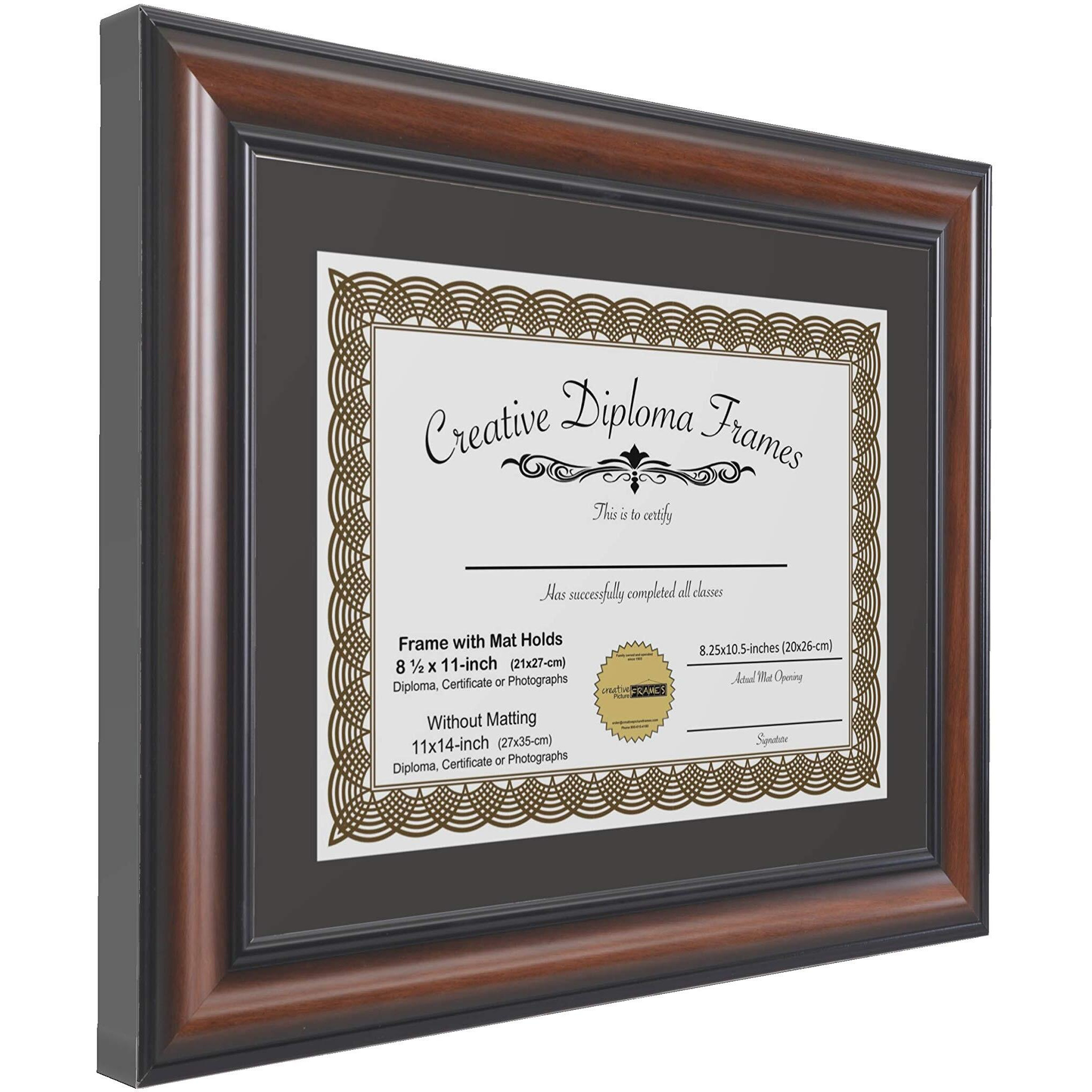 Creative Picture Frames 8.5X11 Diploma Frame This 11X14-Inch Eco-Walnut Includes Black Matting Holds 8.5X11-Inch Media, With Installed Hangers For Either Orientation