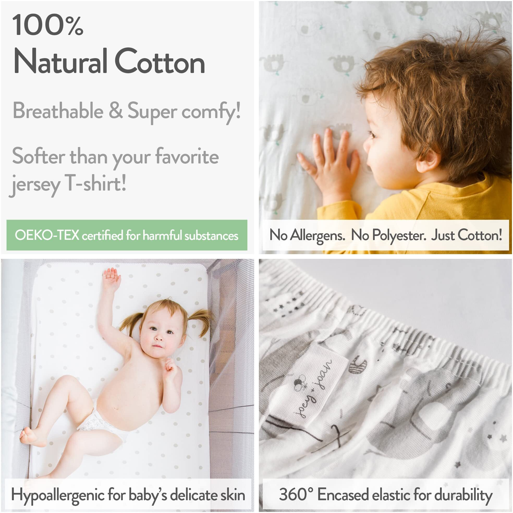 Bassinet Fitted Sheets Compatible With Halo, Fisher Price, Delta, Graco - Fits Perfectly On 15 X 33 Inch Oval, Rectangular Mattress Pad - Snuggly Soft Jersey Cotton - Heather Grey - 2 Pack