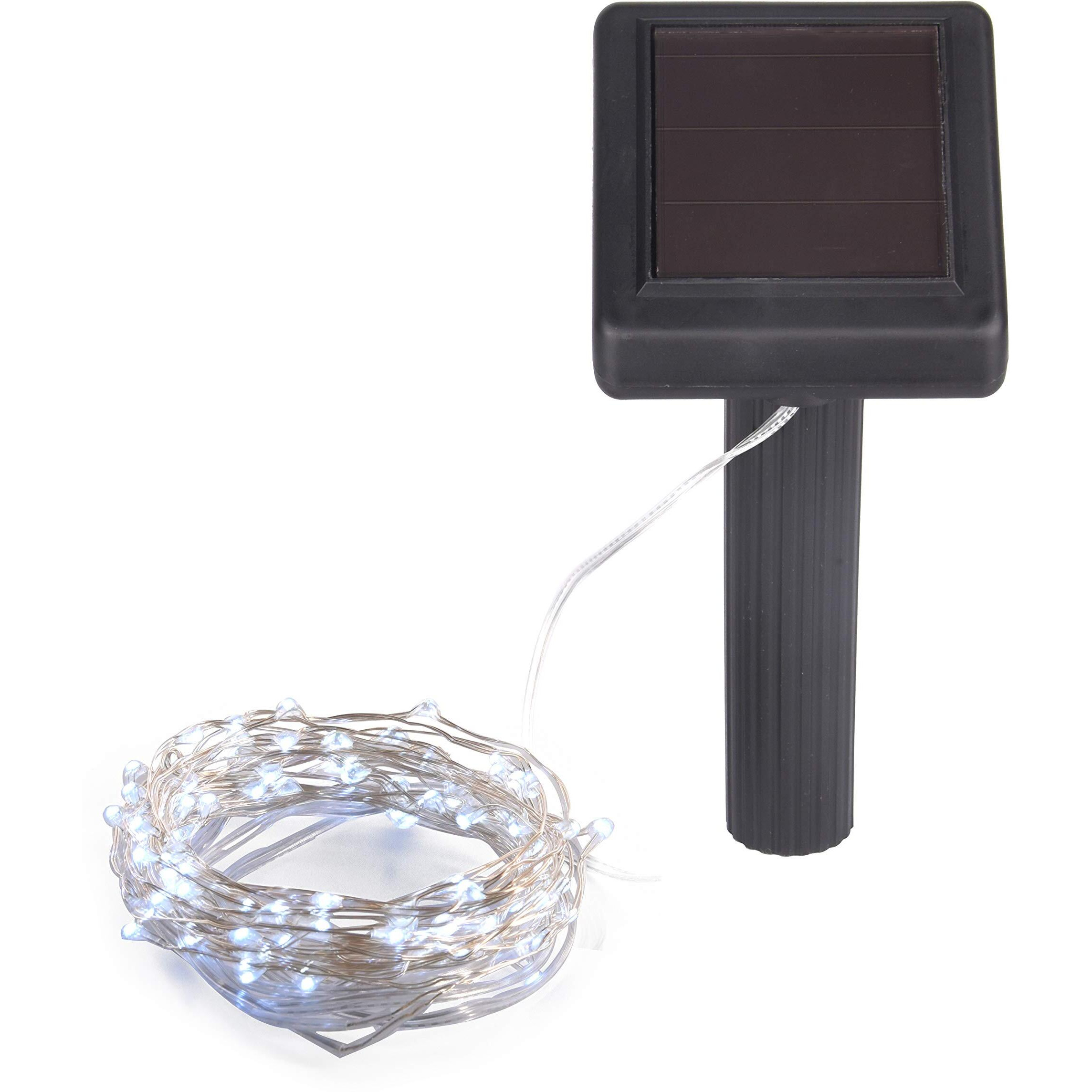 Solar Powered String Lights, 100 Led Copper Wire Lights, Waterproof Starry String Lights, Indoor/Outdoor Solar Decoration Lights For Gardens, Patios, Homes, Parties 20 Ft, Platinum