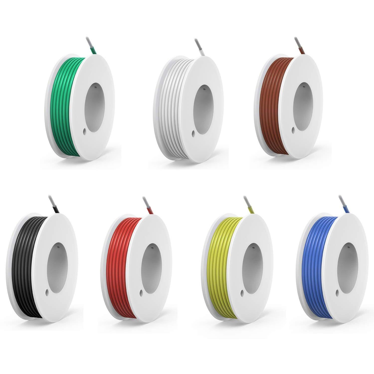 20Awg Silicone Electrical Wire Cable 7 Colors (23Ft Each) 20 Gauge Hookup Wires Kit Stranded Tinned Copper Wire Flexible And Soft For Diy