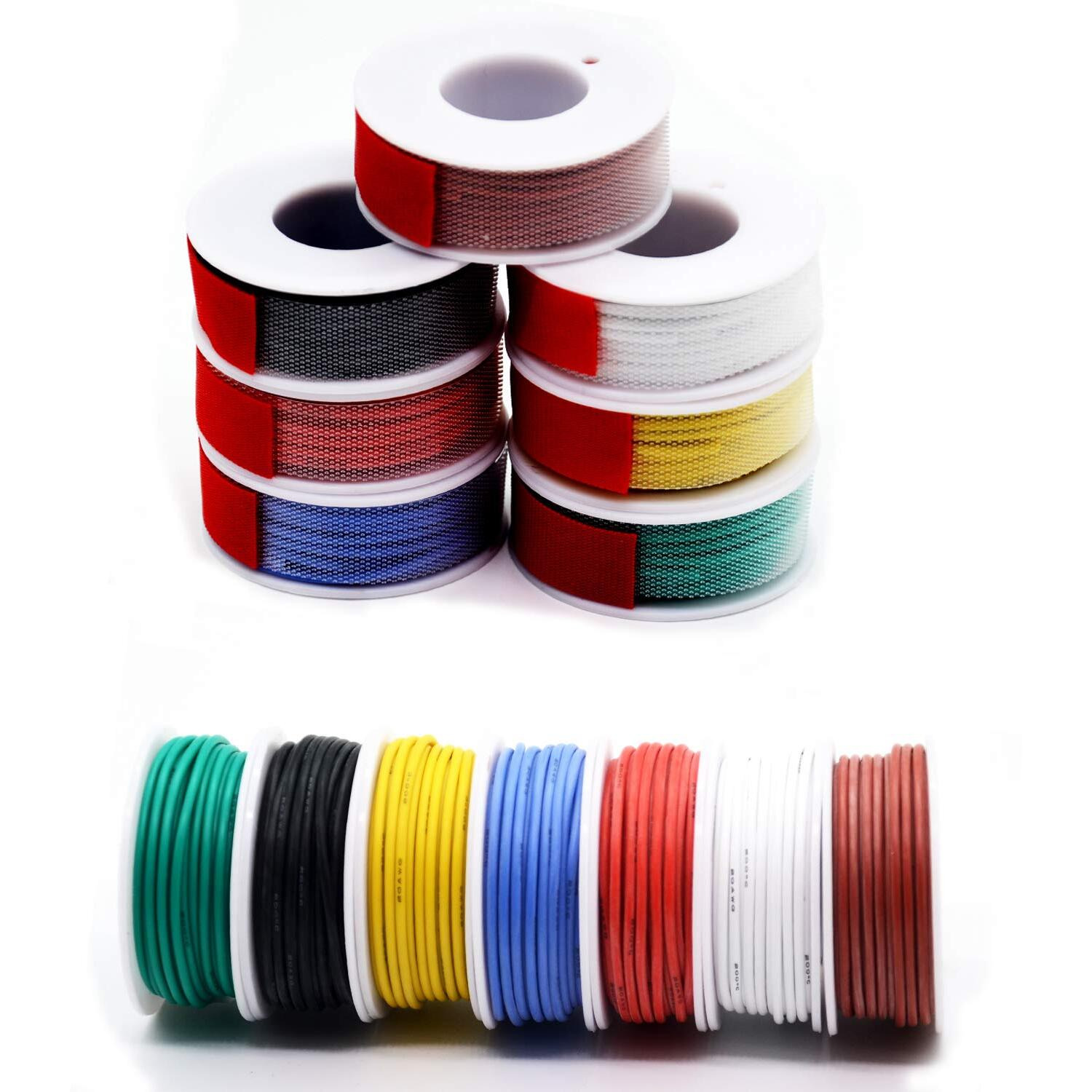 20Awg Silicone Electrical Wire Cable 7 Colors (23Ft Each) 20 Gauge Hookup Wires Kit Stranded Tinned Copper Wire Flexible And Soft For Diy