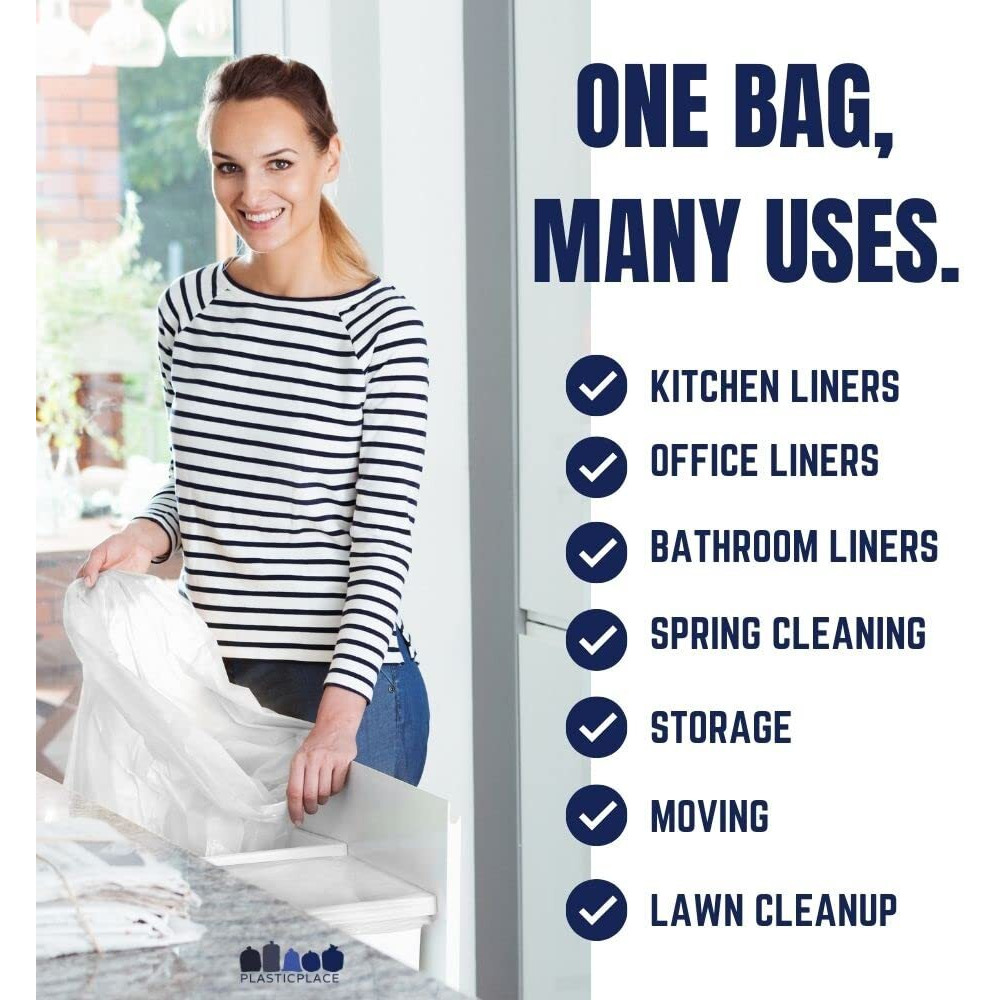 Plasticplace 8 Gallon Trash Bags     0.7 Mil     White Drawstring Garbage Can Liners    200 Count (Pack Of 1)