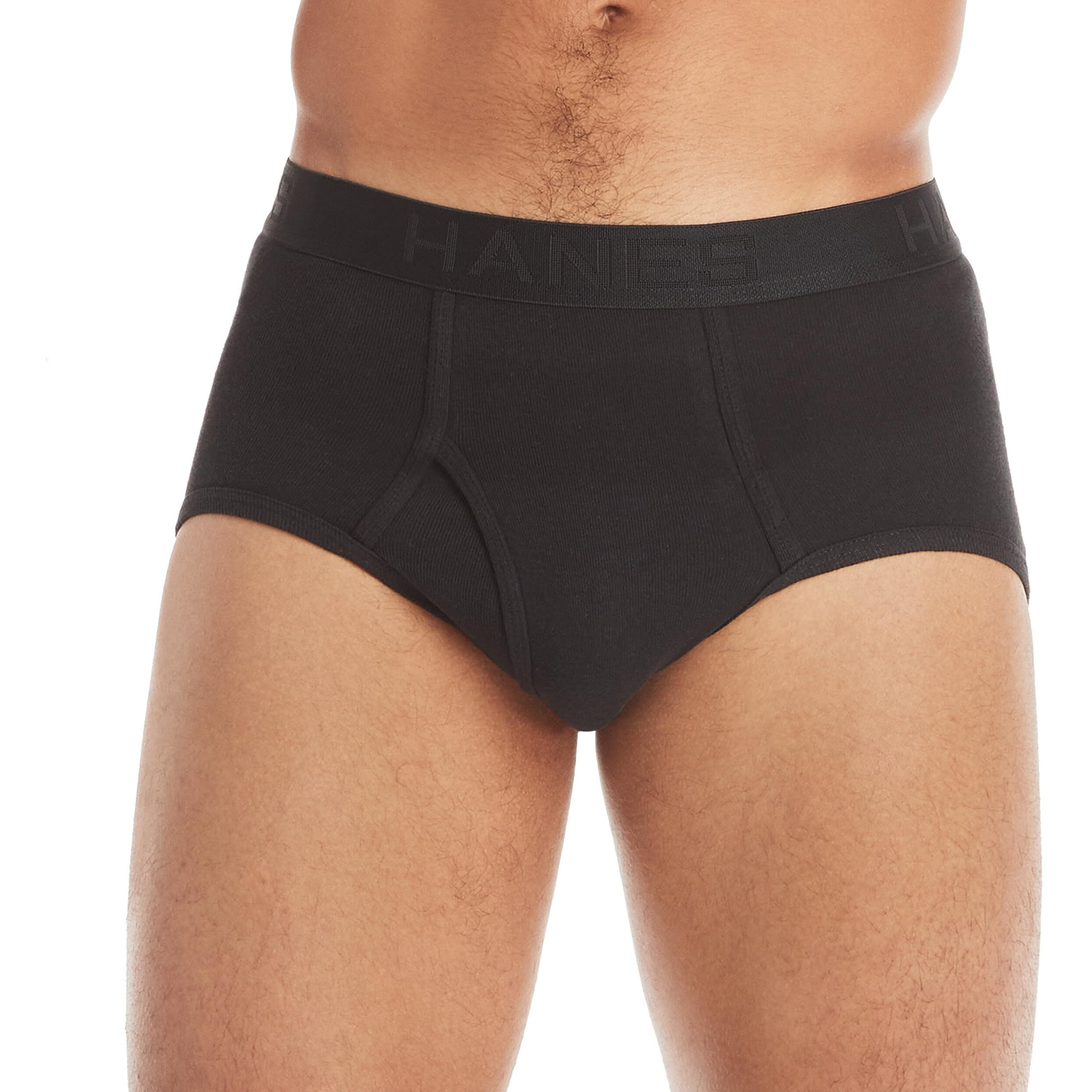 Hanes Mens Tagless Briefs, Soft Moisture Wicking Underwear, 7-Pack Briefs-Underwear, Gray/Black - 7 Pack, Large Us