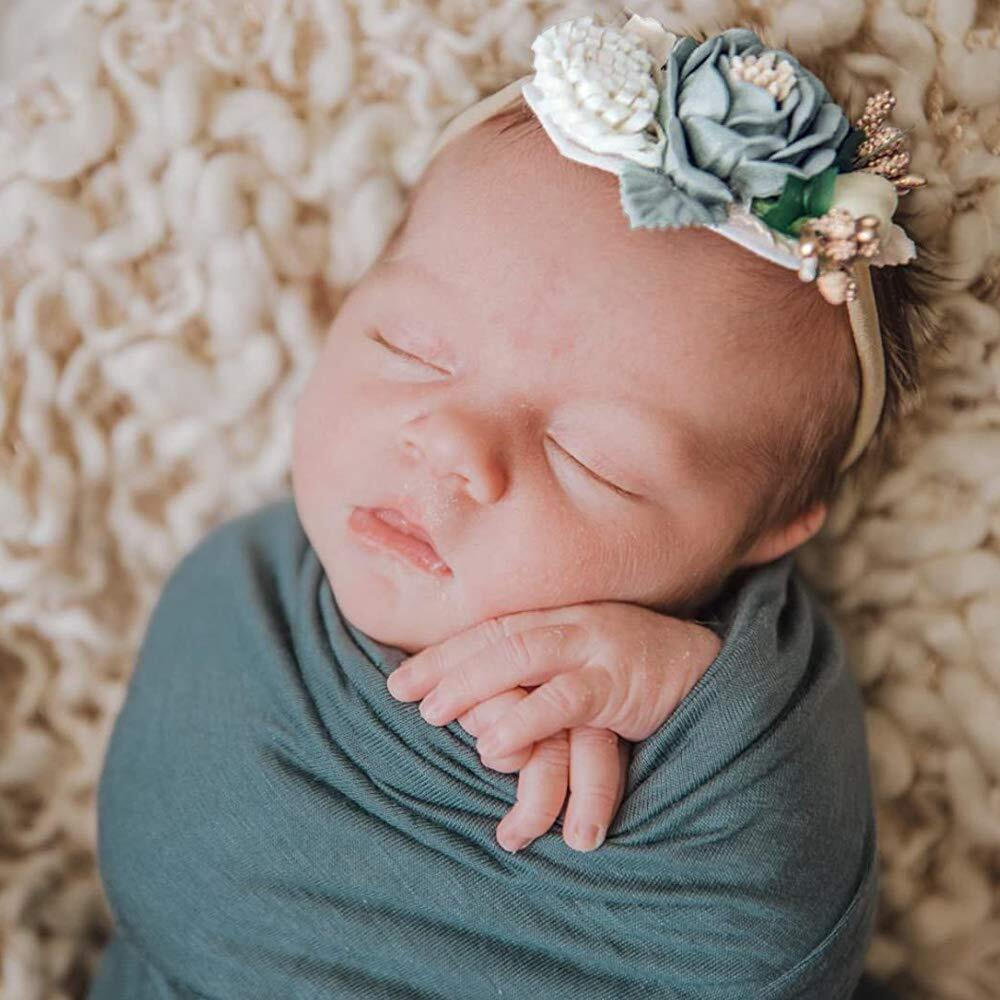 Pabobit Baby Girl Flower Nylon Headband-Elastic Hair Band Handmade Bow For Newborn Infant Toddler Pack Of 3 (Multicoloured)