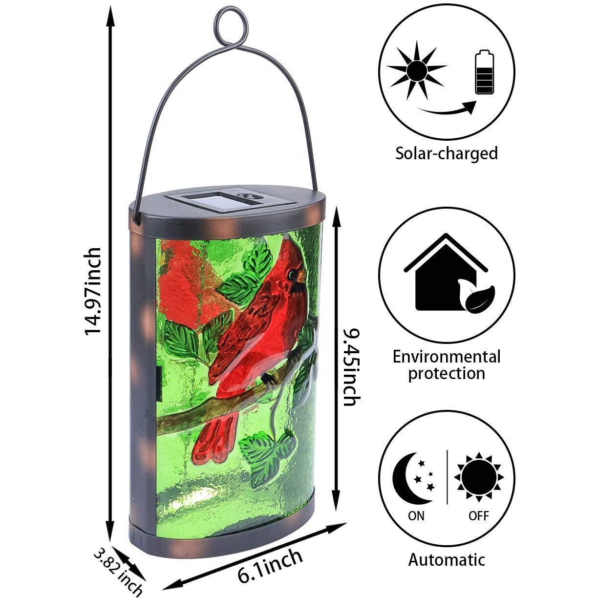 Hanging Solar Lantern Outdoor Decorative Waterproof Led Solar Cardinal Lights Tabletop Lamp For Outdoor Patio Garden