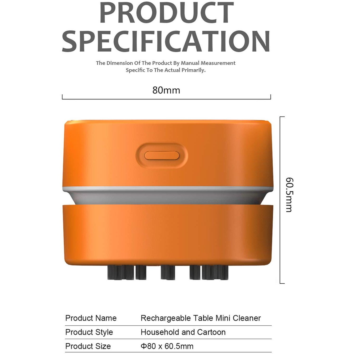 Odistar Desktop Vacuum Cleaner,Mini Table Dust Sweeper Energy Saving,High Endurance Up To 400 Mins,Cordless&360 Rotatable Design For Cleaning Hairs,Crumbs,Computer Keyboard Of Gifts For Kids (Orange)