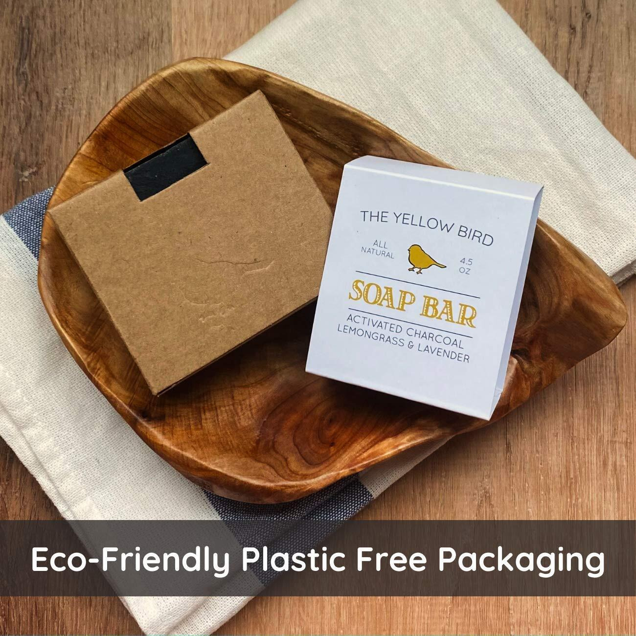 The Yellow Bird Natural Charcoal Soap Bar For Face, Body, Acne, And Sensitive Skin