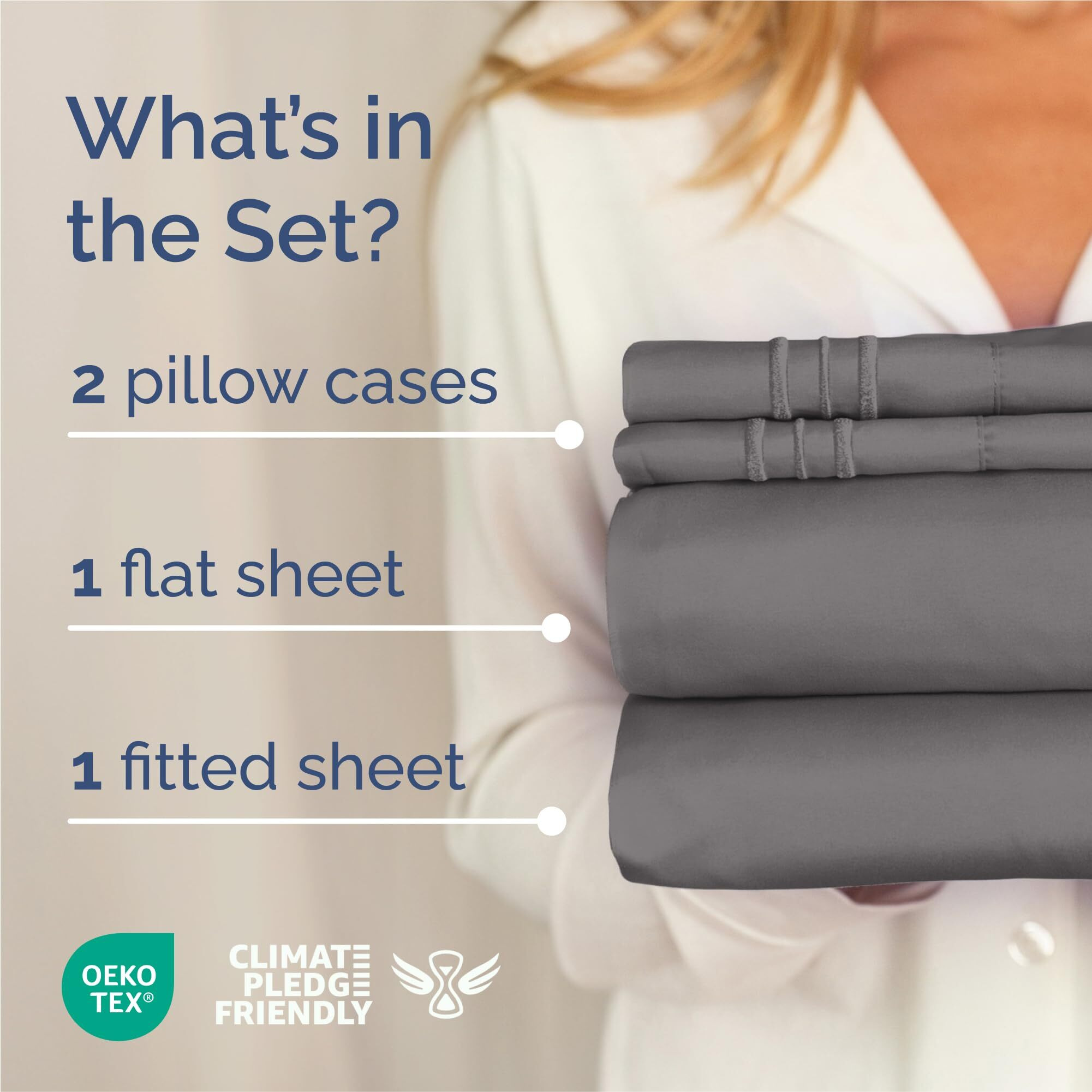 King Size 4 Piece Sheet Set - Comfy Breathable & Cooling Sheets - Hotel Luxury Bed Sheets For Women & Men - Deep Pockets, Microfiber, Extra Soft & Wrinkle Free Sheet - Dark Grey Oeko-Tex Bed Sheet Set