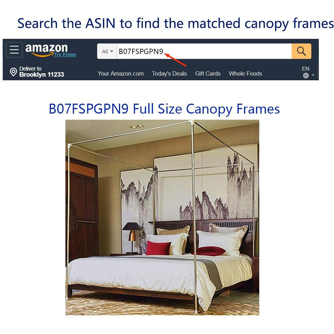 Mengersi Black Elegant 4 Corners Post Canopy Bed Curtains Mosquito Net Bed Drapes Full Size