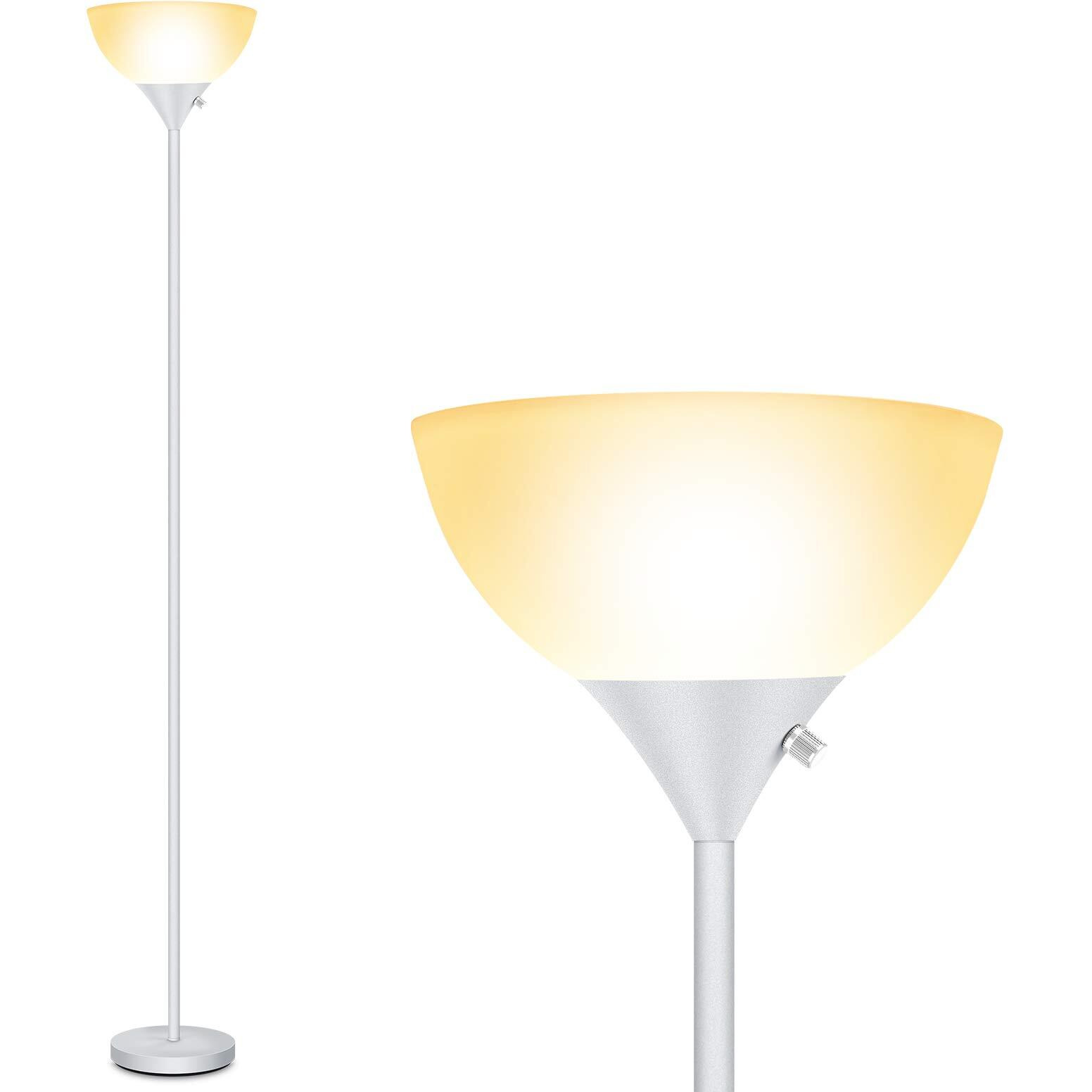 Boostarea Floor Lamp, Standing Lamp, 9W Led, Energy Saving, 50,000Hrs Long Lifespan, 3000K Warm White, Eye-Caring,Torchiere Floor Lamps For Living Room,Bedroom,Office,Reading, White Floor Lamps