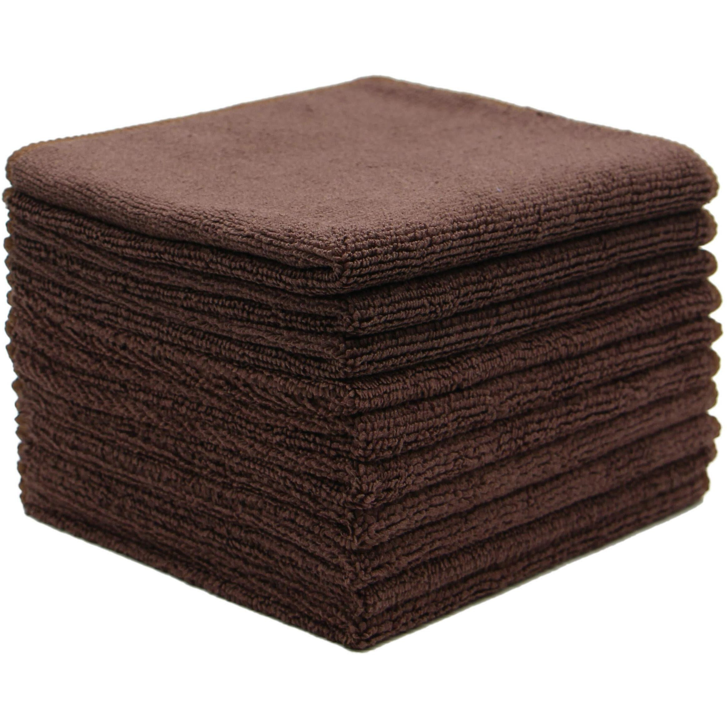 Verasong Microfiber Dish Cloths Fast Drying Kitchen Cleaning Cloth Dish Rags Dust Cloths Ultra Absorbent Lint Free Washcloths 12Inch X 12Inch 10 Pack Brown