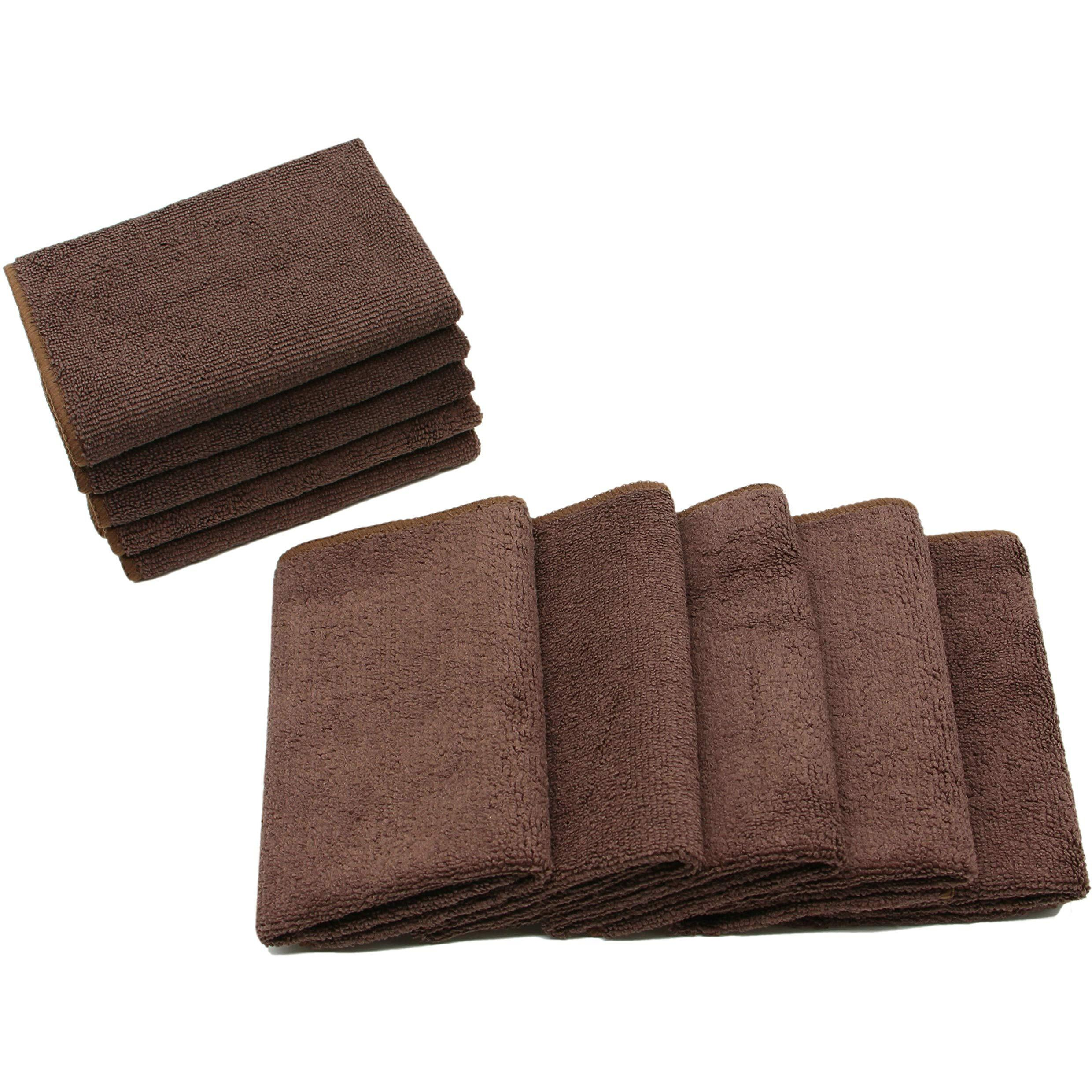 Verasong Microfiber Dish Cloths Fast Drying Kitchen Cleaning Cloth Dish Rags Dust Cloths Ultra Absorbent Lint Free Washcloths 12Inch X 12Inch 10 Pack Brown