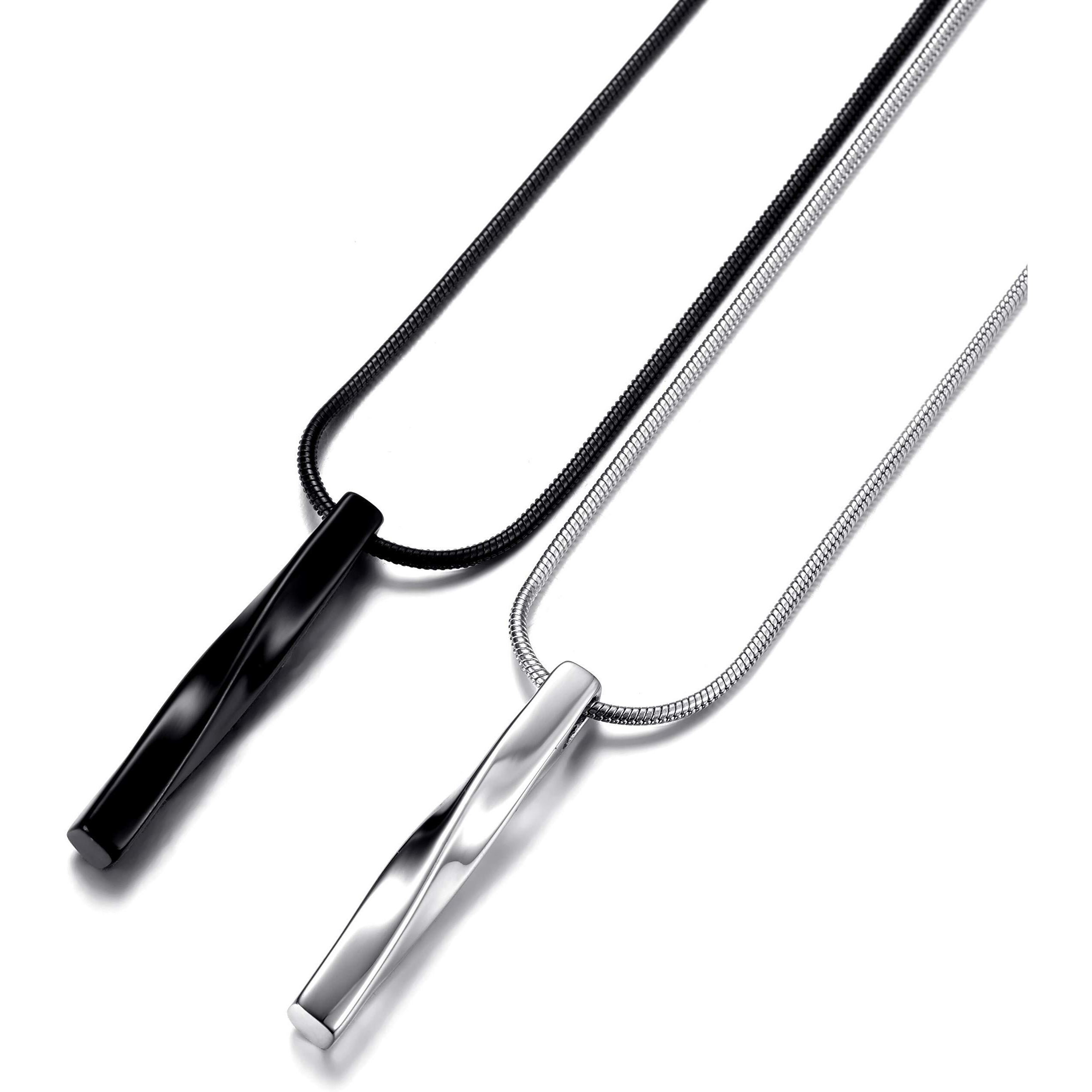 Stainless Steel Twisted Bar Necklace For Men Women, Bff Necklace For 2, Unisex Style