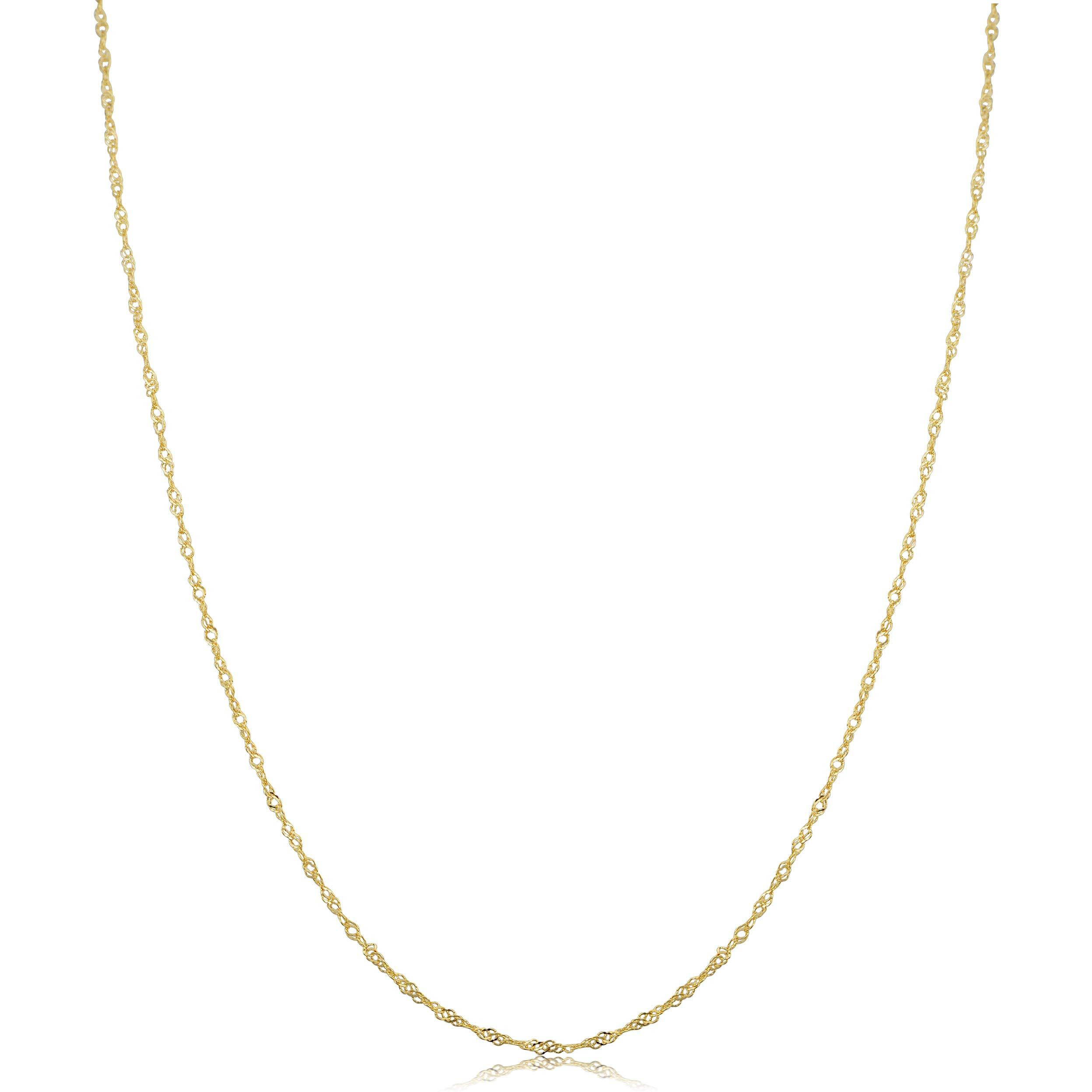 Kooljewelry 10K Yellow Gold Singapore Chain Pendant Necklace (0.7 Mm, 18 Inch)