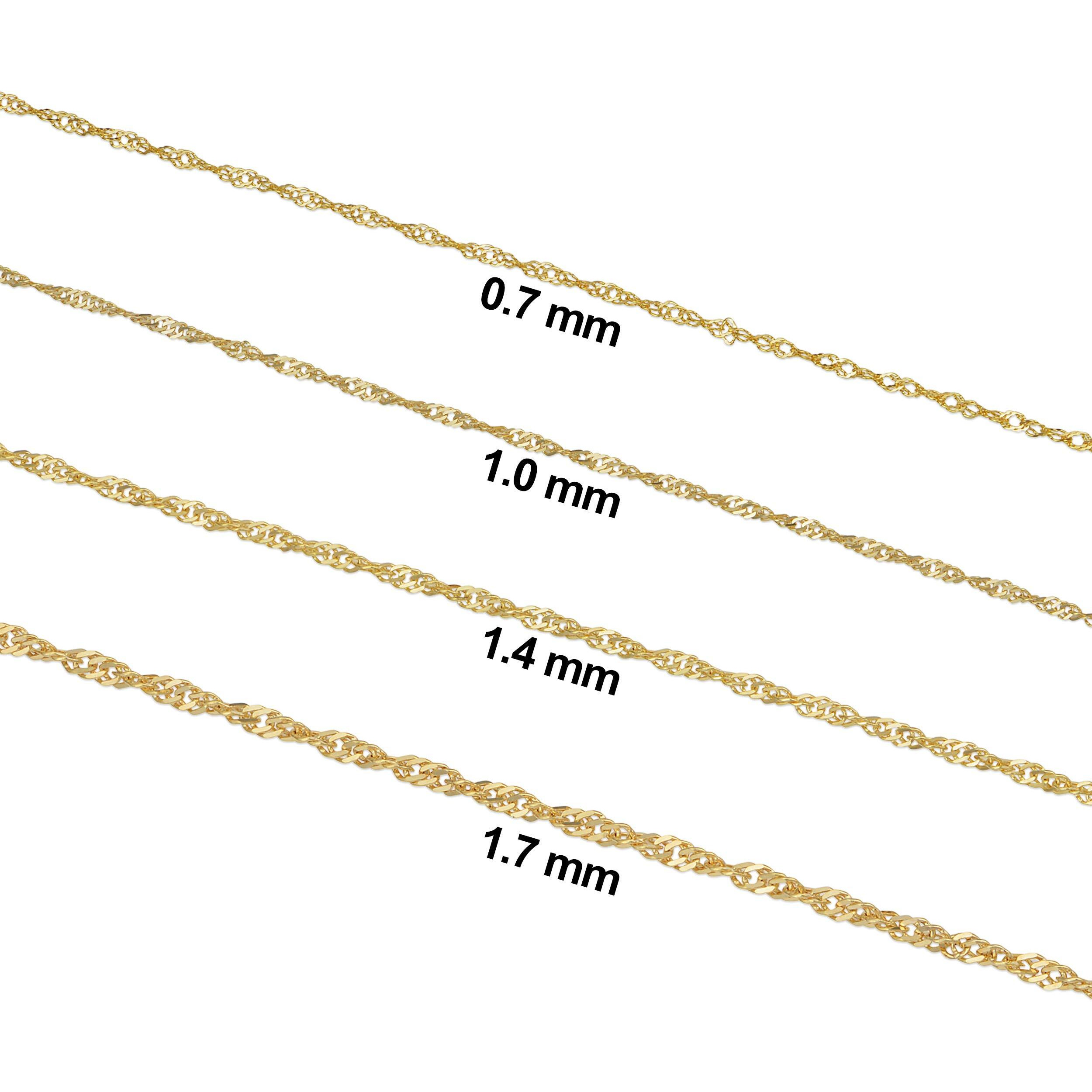 Kooljewelry 10K Yellow Gold Singapore Chain Pendant Necklace (0.7 Mm, 18 Inch)