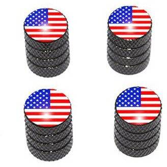 Graphics & More Usa Flag - American Tire Rim Valve Stem Caps - Black
