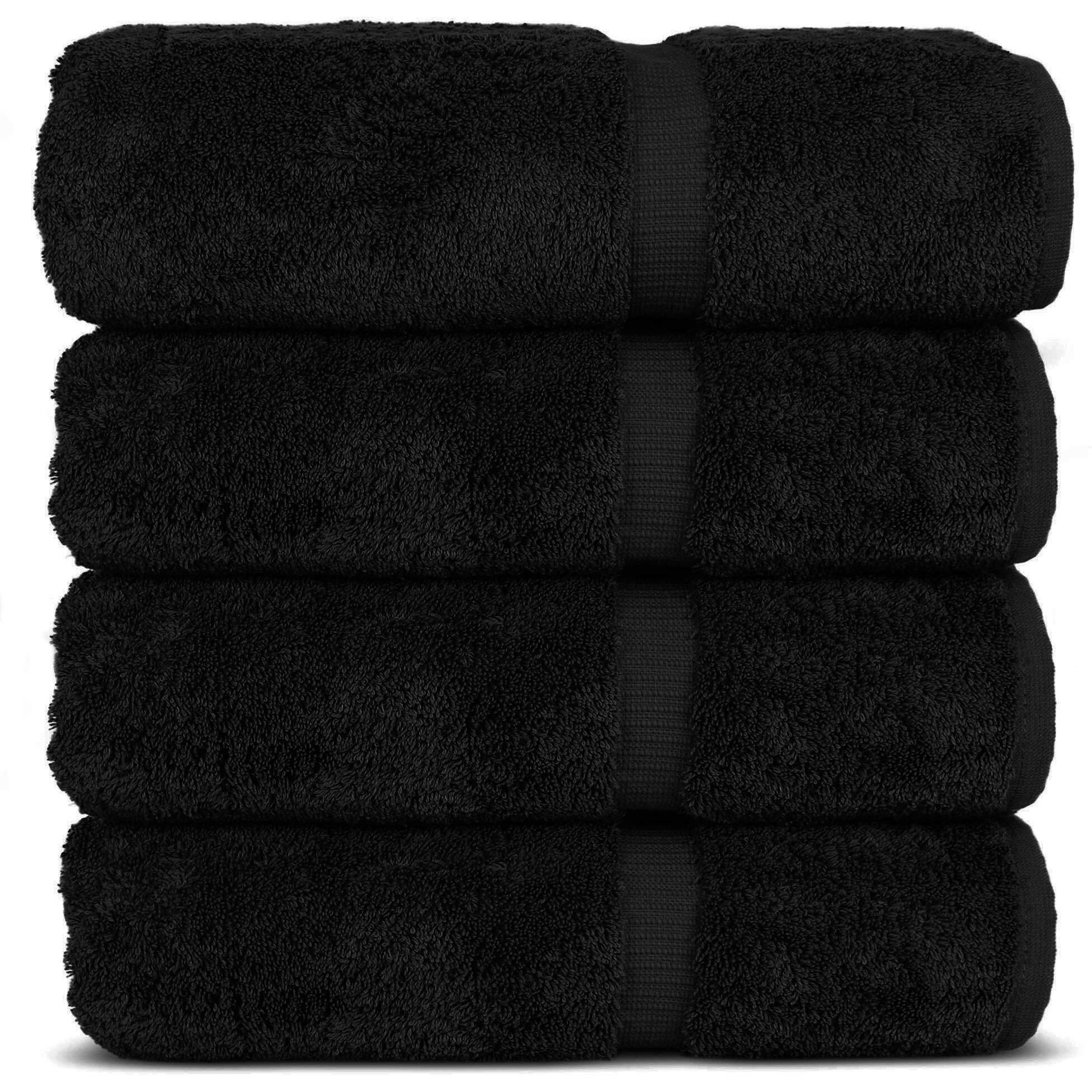 Chakir Turkish Linens 100% Cotton Premium Turkish Towels For Bathroom | 27'' X 54'' (4-Piece Bath Towels - Black)