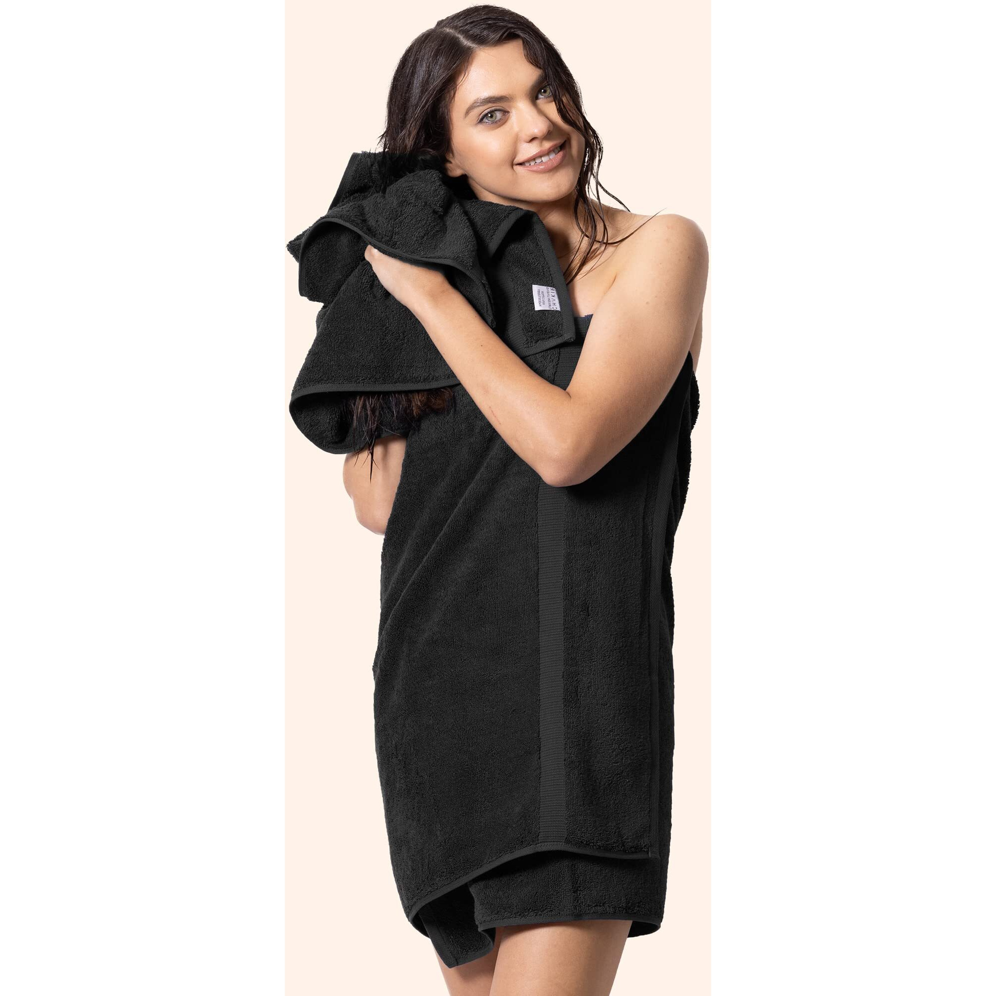 Chakir Turkish Linens 100% Cotton Premium Turkish Towels For Bathroom | 27'' X 54'' (4-Piece Bath Towels - Black)