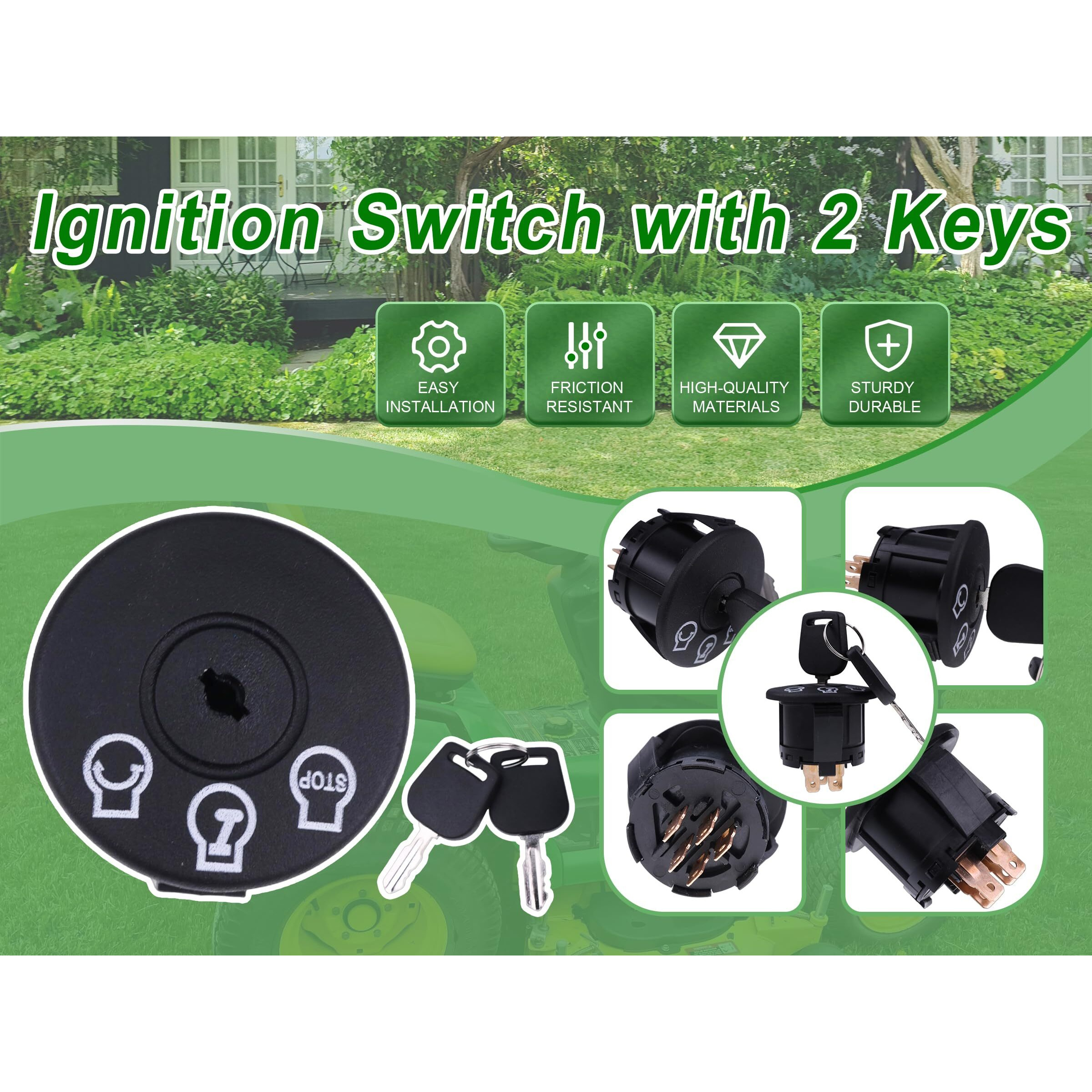 Jeenda Riding Lawn Mowers Ignition Switch Key Compatible With Mtd Craftsman 725-04659 925-04659 Cub Cadet Zero Turn Ariens Gravely Bad Boy Dixie Chopper Troy-Bilt John Deere Tractor-5 Terminals