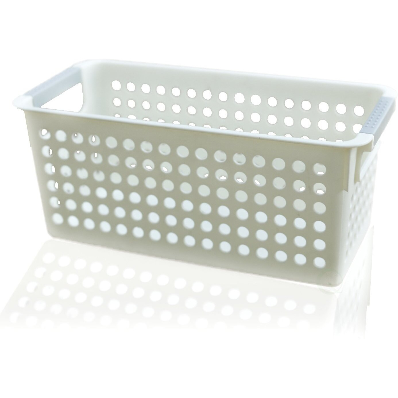 Basicwise White Rectangular Plastic Shelf Organizer Basket With Handles (Set Of 3), (Qi003238.3)
