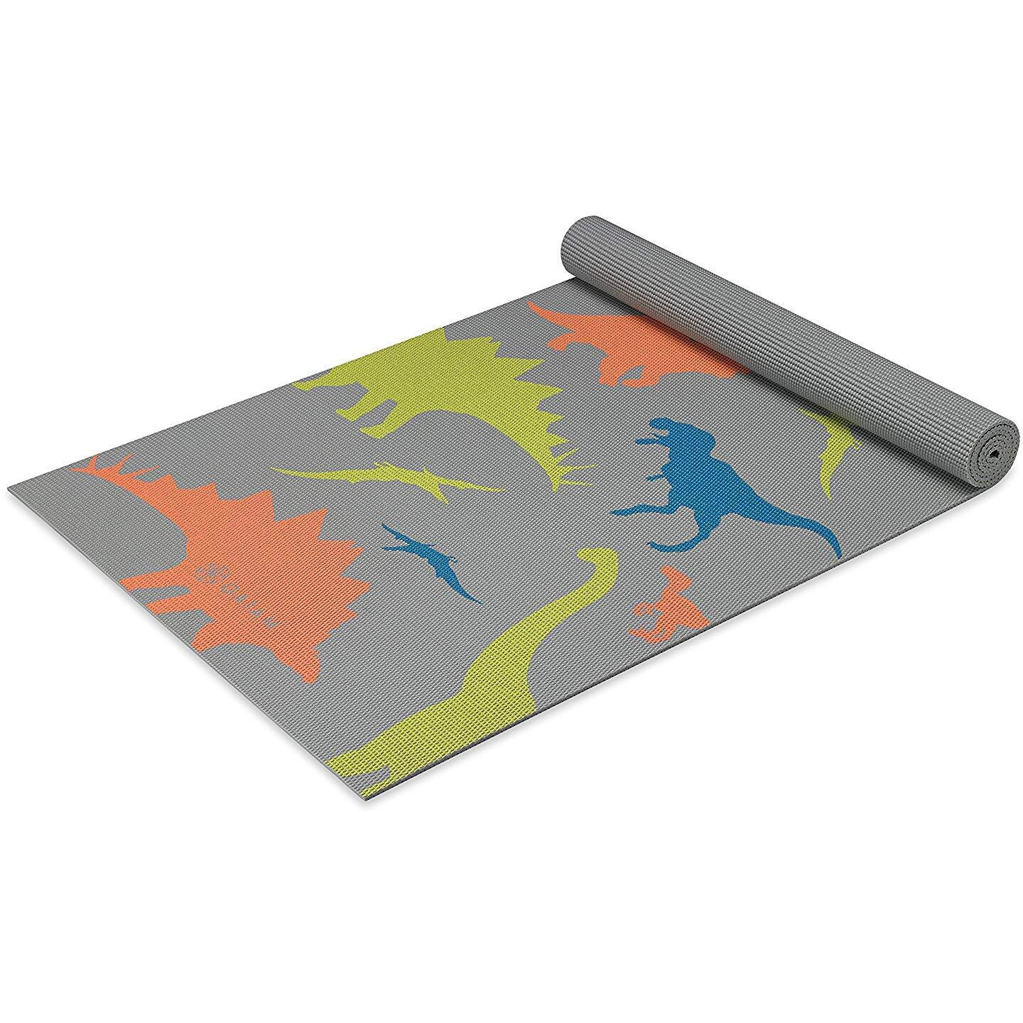 Gaiam Kids Yoga Mat Exercise Mat, Yoga For Kids With Fun Prints - Playtime For Babies, Active & Calm Toddlers And Young Children, Dino Zone, 3Mm
