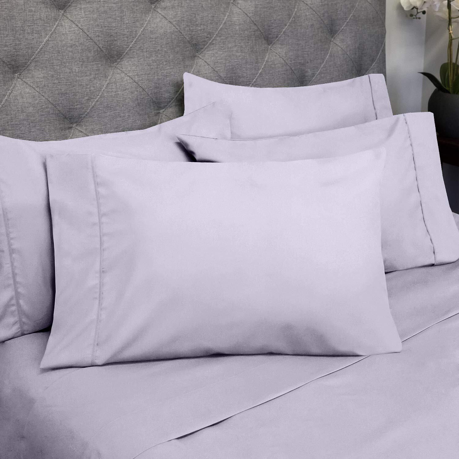 Queen Sheets Lilac - 6 Piece 1500 Supreme Collection Fine Brushed Microfiber Deep Pocket Queen Sheet Set Bedding - 2 Extra Pillow Cases, Great Value, Queen, Lilac