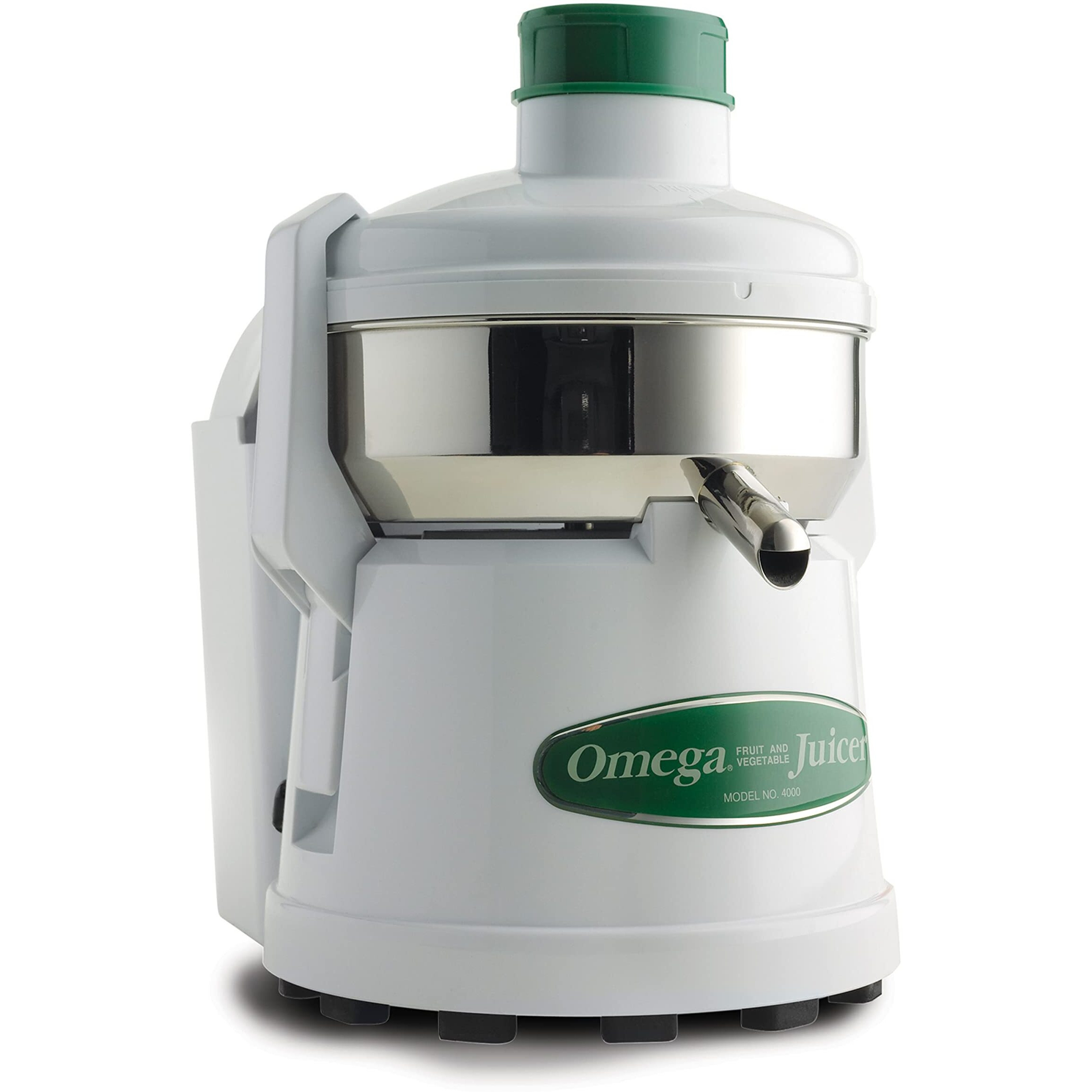 Omega J4000 High Speed Pulp Ejection Juicer 1/3 Hp Juices Vegetables Citrus And Fruits At 3500 Rpm Surgical Stainless Steel Parts And Stainless Steel Blade, 250-Watts, White