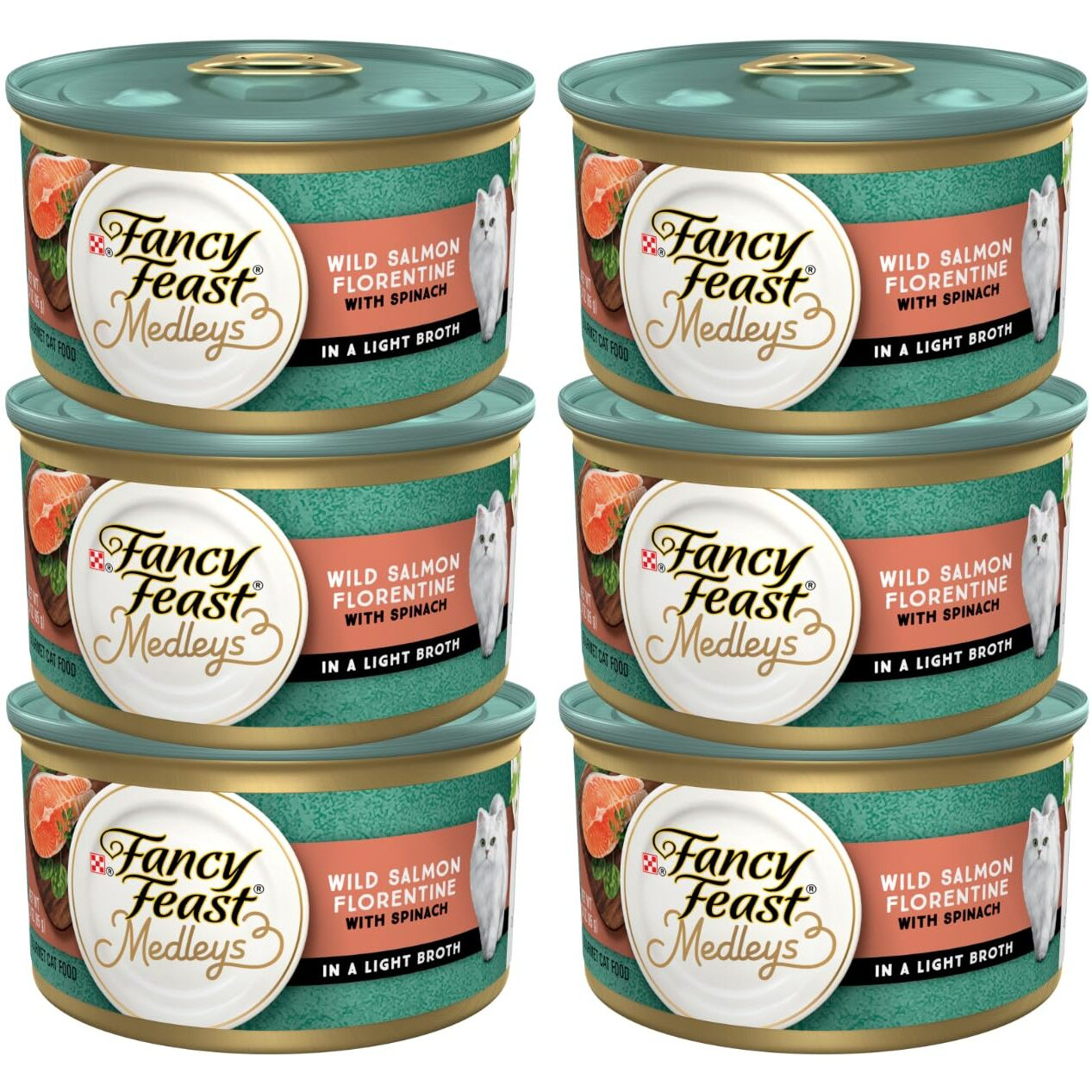 Fancy Feast Elegant Medleys, Wild Salmon Florentine With Garden Greens Wet Cat Food, 3 Oz (Pack Of 6)